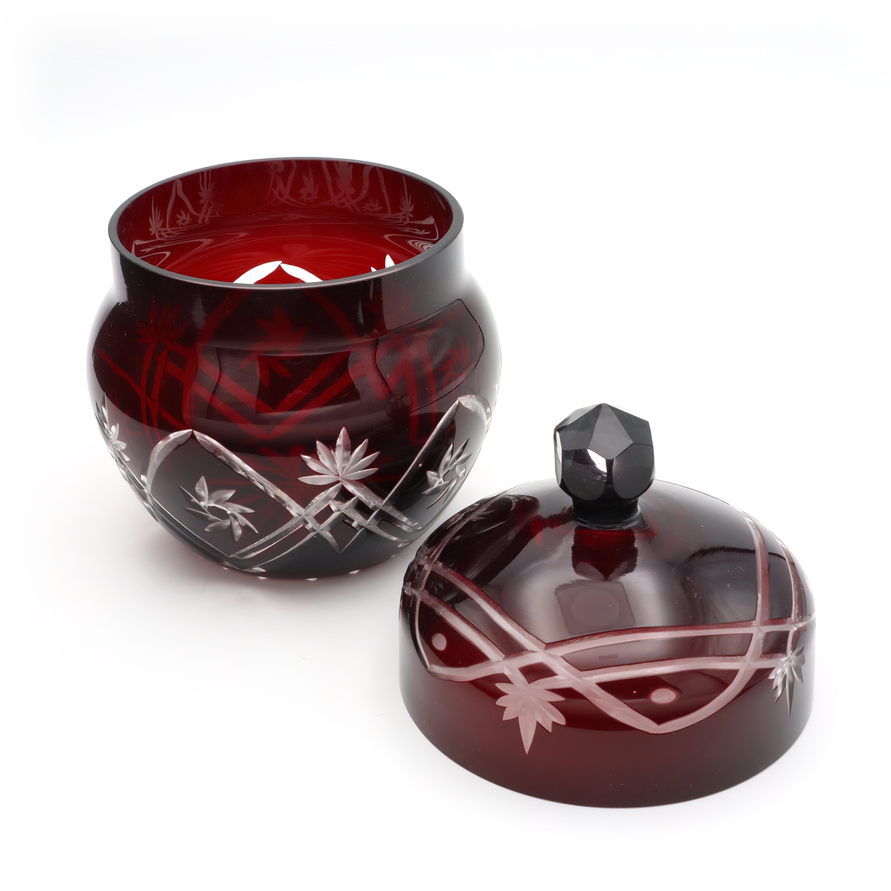 Crystal Jewelry Box, Lidded Jar, Treasure Box, Bohemia Cut Glass, Vintage Keepsake Container