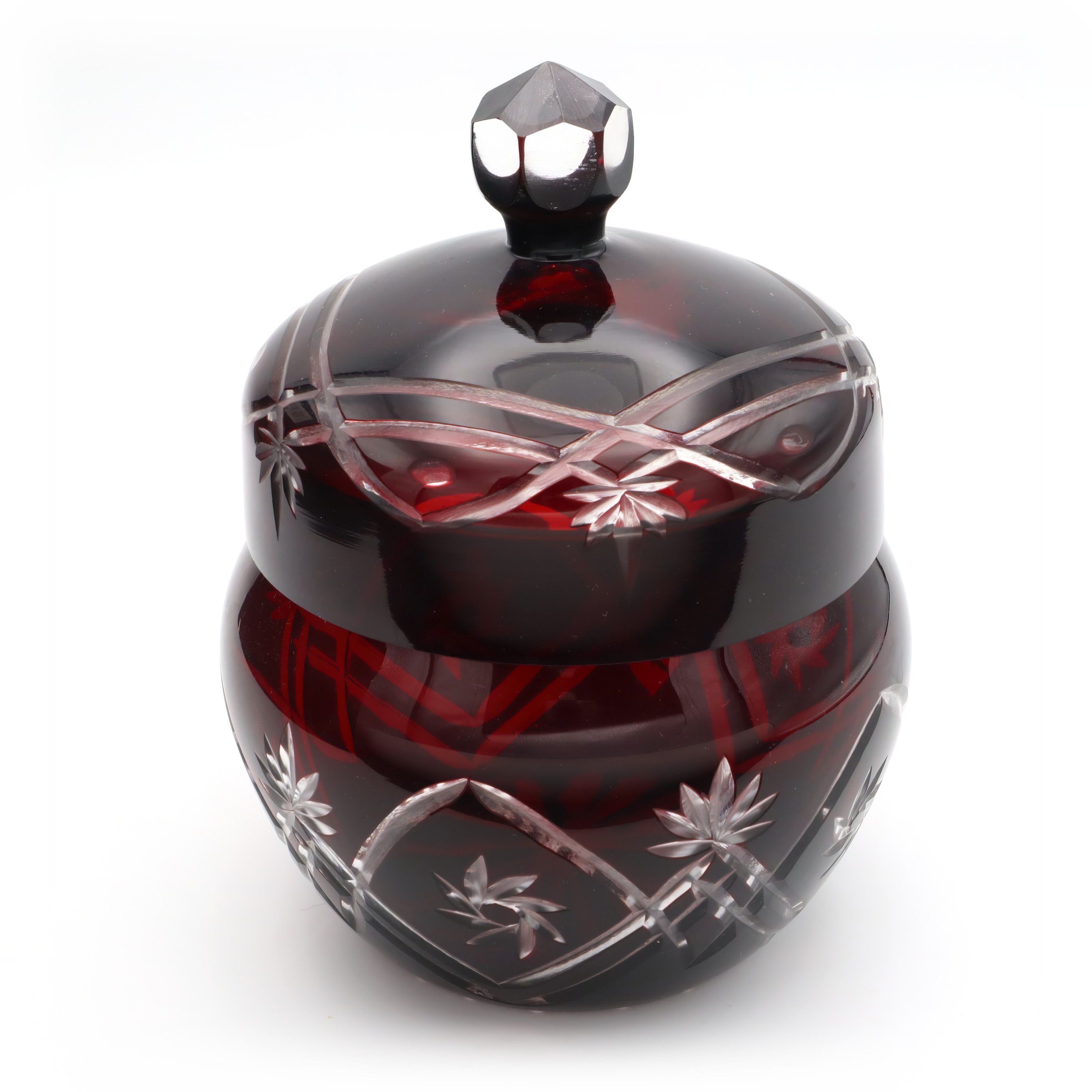 Crystal Jewelry Box, Lidded Jar, Treasure Box, Bohemia Cut Glass, Vintage Keepsake Container