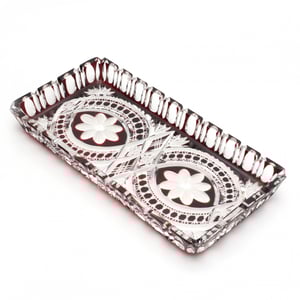 Crystal Trinket Tray, Jewelry Tray, Bohemia Red Crystal Pin Tray, Vintage Elegance, Handcrafted Decorative Glass Dish, Elegant Vanity Accessory