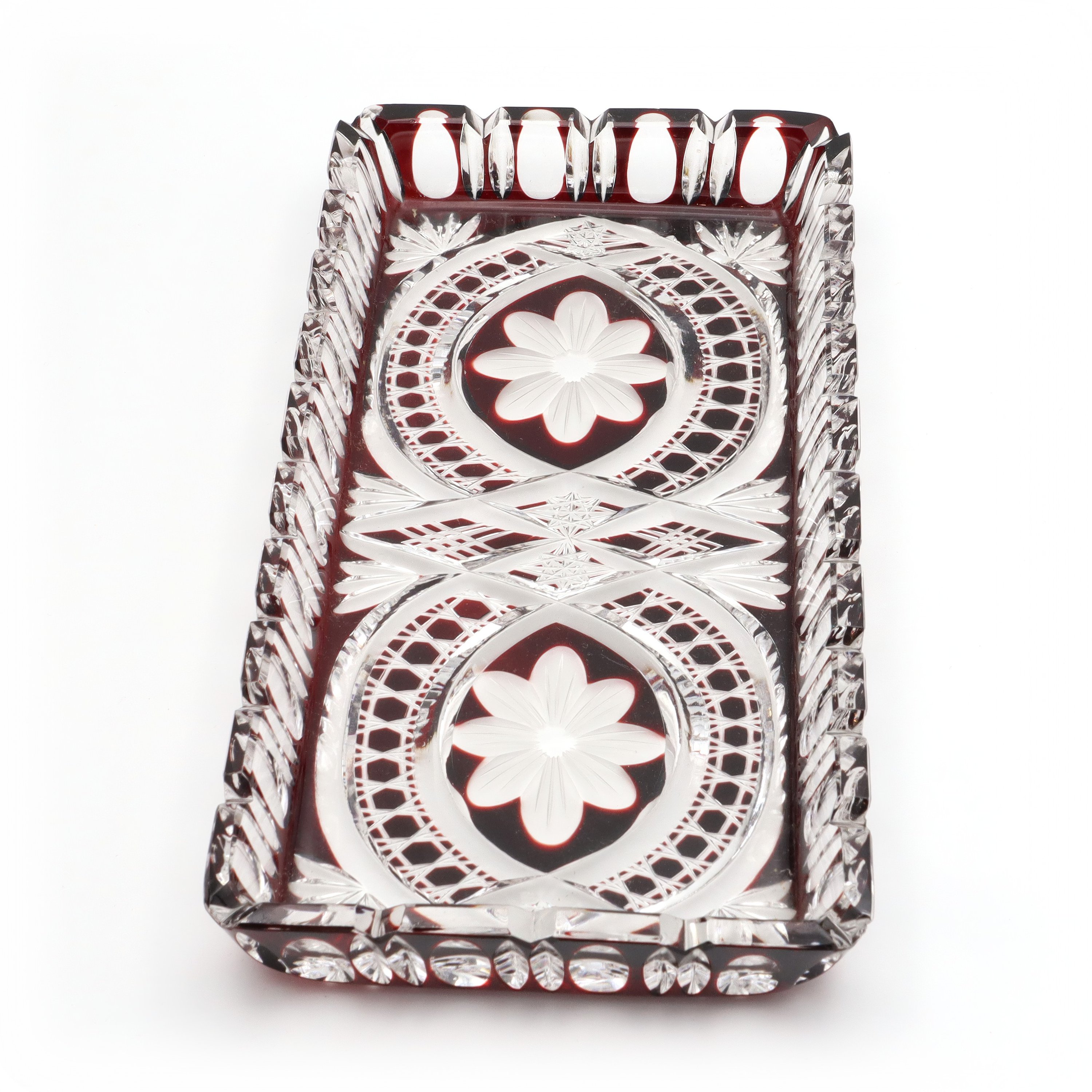Crystal Trinket Tray, Jewelry Tray, Bohemia Red Crystal Pin Tray, Vintage Elegance, Handcrafted Decorative Glass Dish, Elegant Vanity Accessory