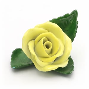 Herend Porcelain Rose, Yellow Flower Centerpiece, Handcrafted Hungarian Art Decor, Elegant Table Display