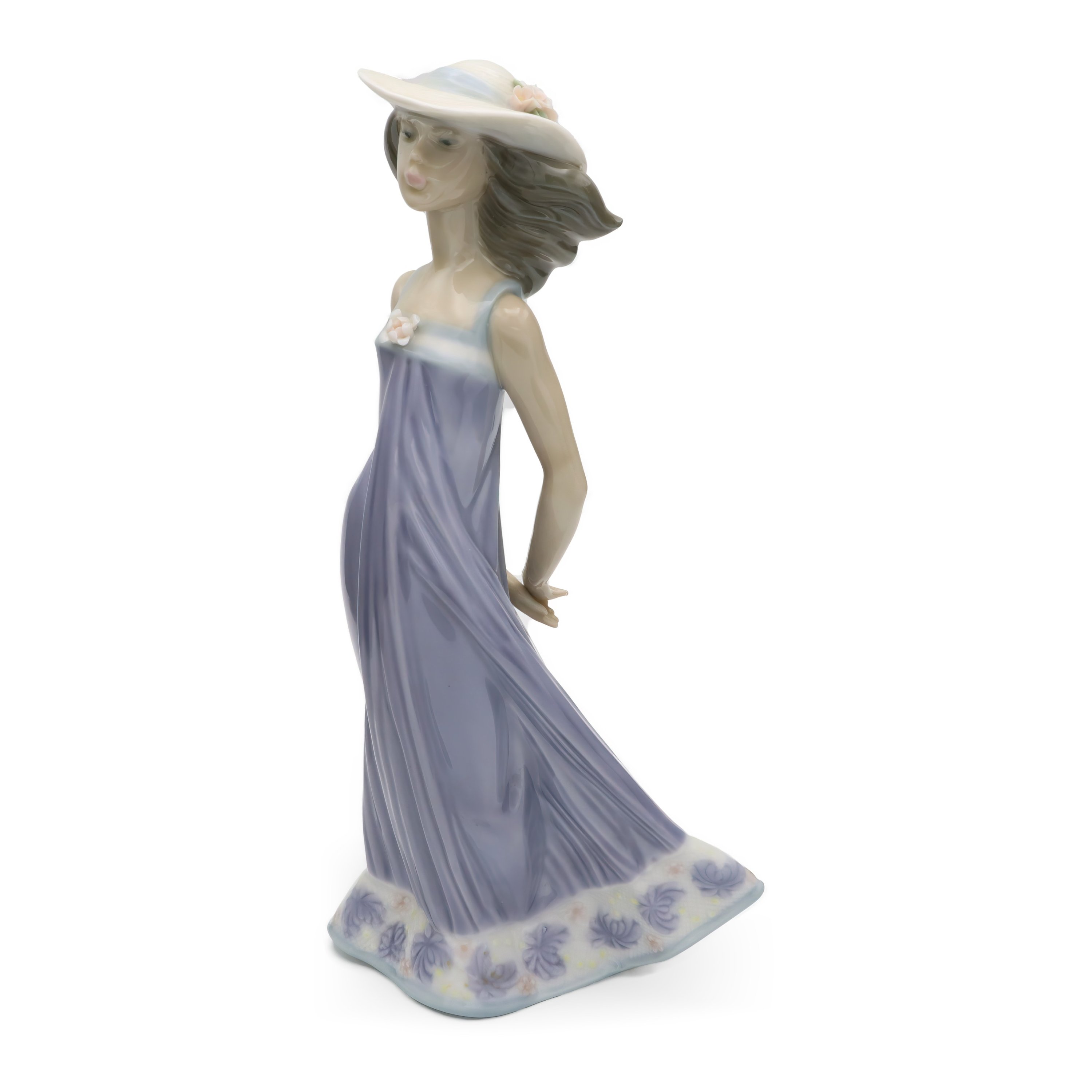 Lladro Figurine Woman In Long Dress And Hat, Lladro Susan, Elegant Handcrafted Porcelain Collectible Figurine, Retired
