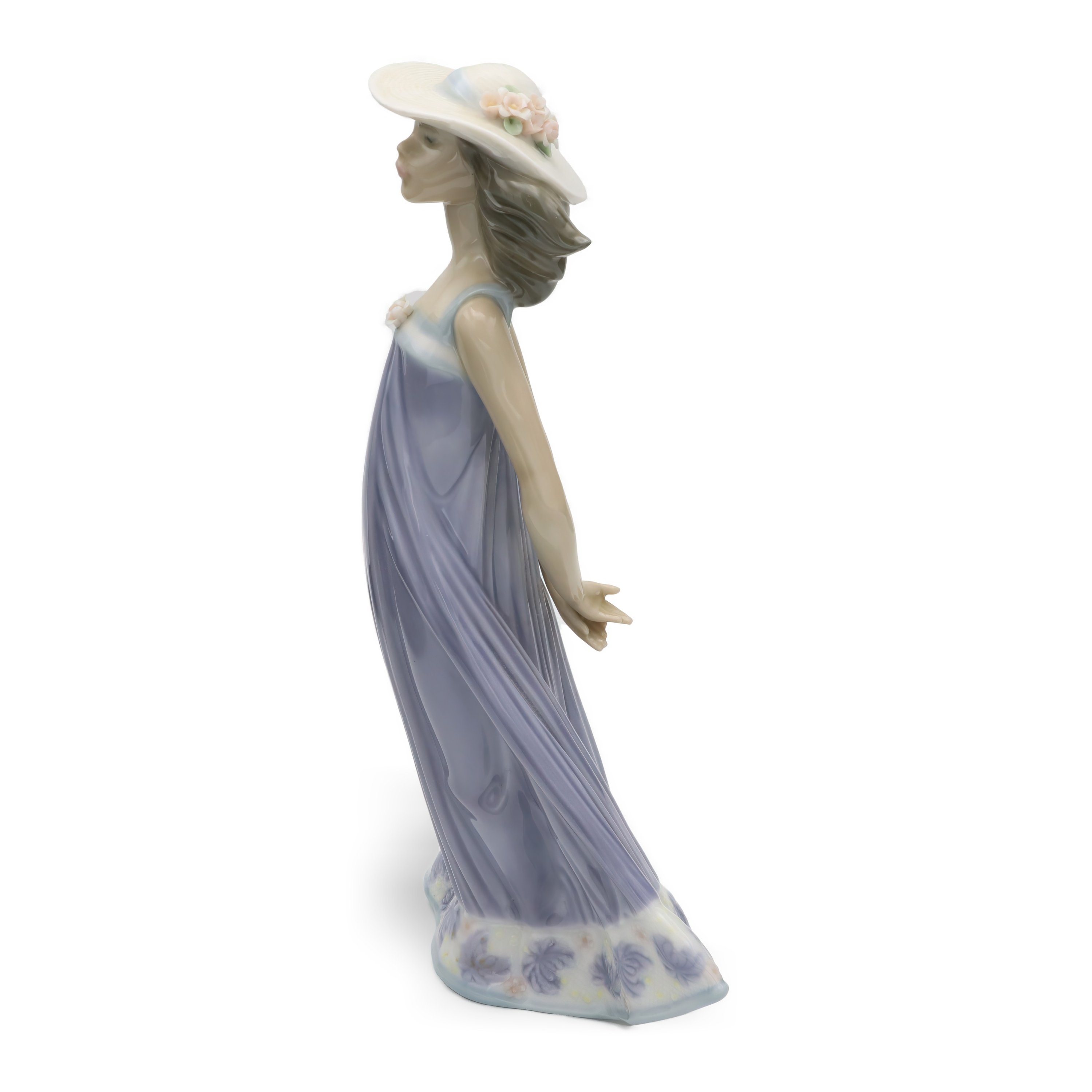 Lladro Figurine Woman In Long Dress And Hat, Lladro Susan, Elegant Handcrafted Porcelain Collectible Figurine, Retired