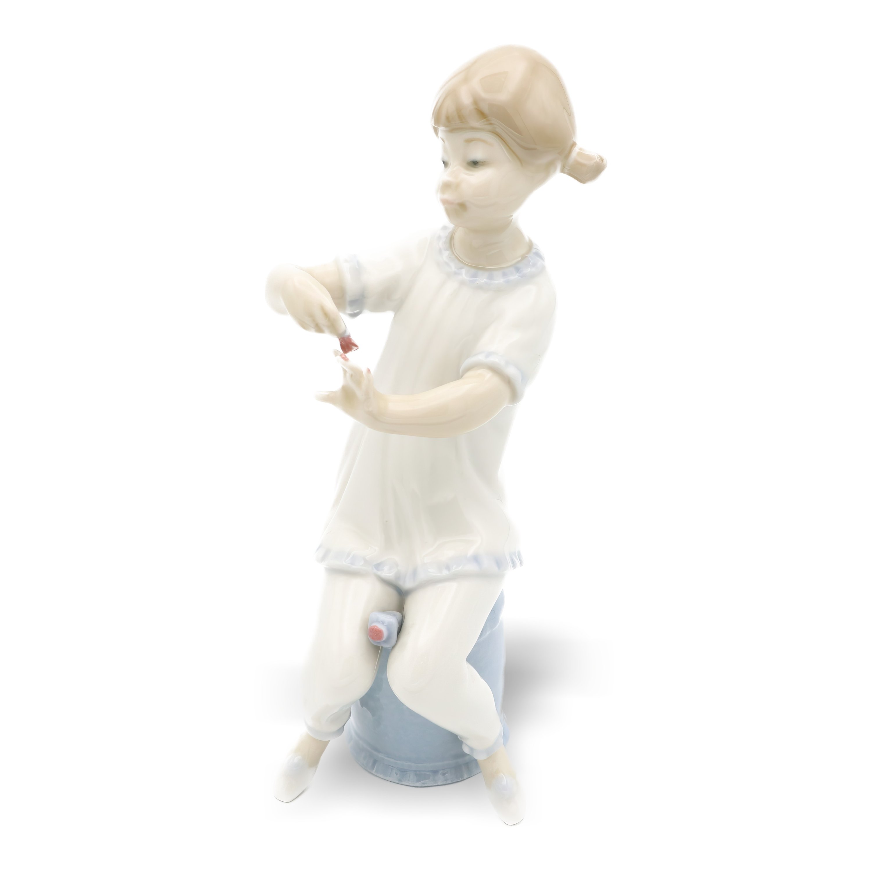 Lladro Girl Painting Nails, Retired Lladro Figurine, Vintage Sculpture, Collectible Porcelain Art Piece, Ceramic