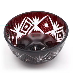 Vintage Bohemia Ruby Red Crystal Bowl, Trinket Tray, Jewelry Tray, Keepsake, Elegant Decorative Dish, Hand-Cut Glass Ornament