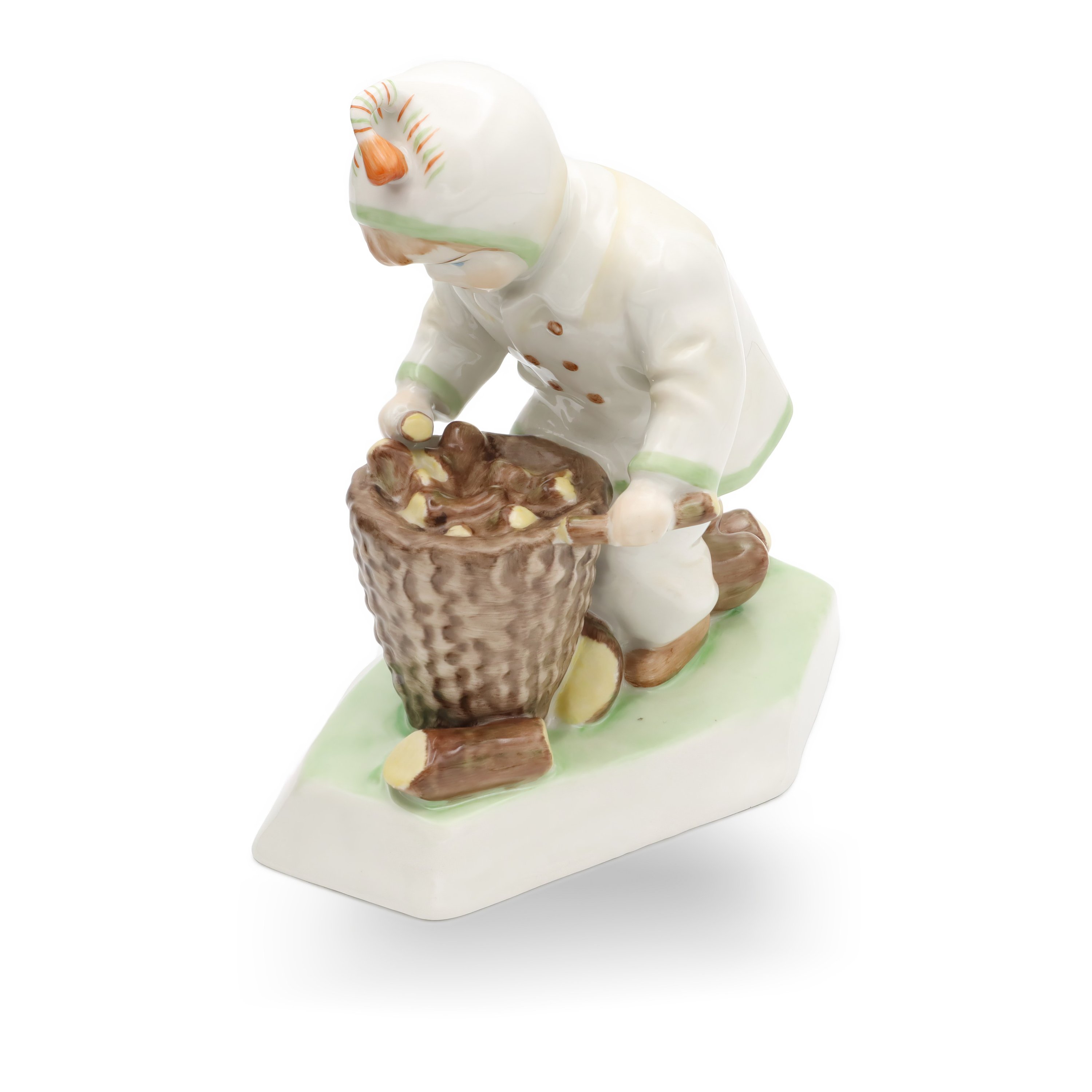 Vintage Little Boy Gathering Wood Figurine, Zsolnay Porcelain, Rare Handpainted Collectible, Hungarian Art Decor, Unique Gift Idea
