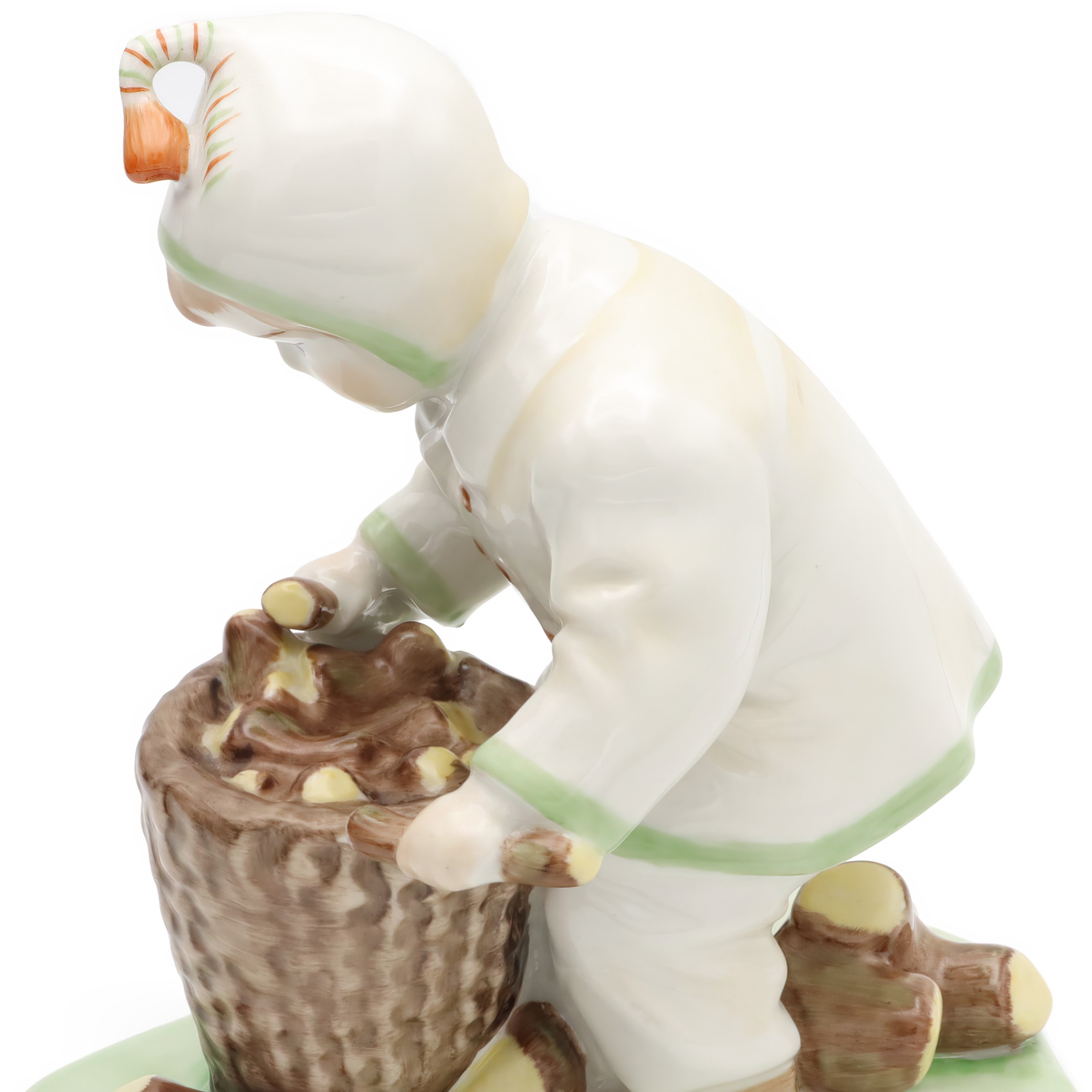 Vintage Little Boy Gathering Wood Figurine, Zsolnay Porcelain, Rare Handpainted Collectible, Hungarian Art Decor, Unique Gift Idea