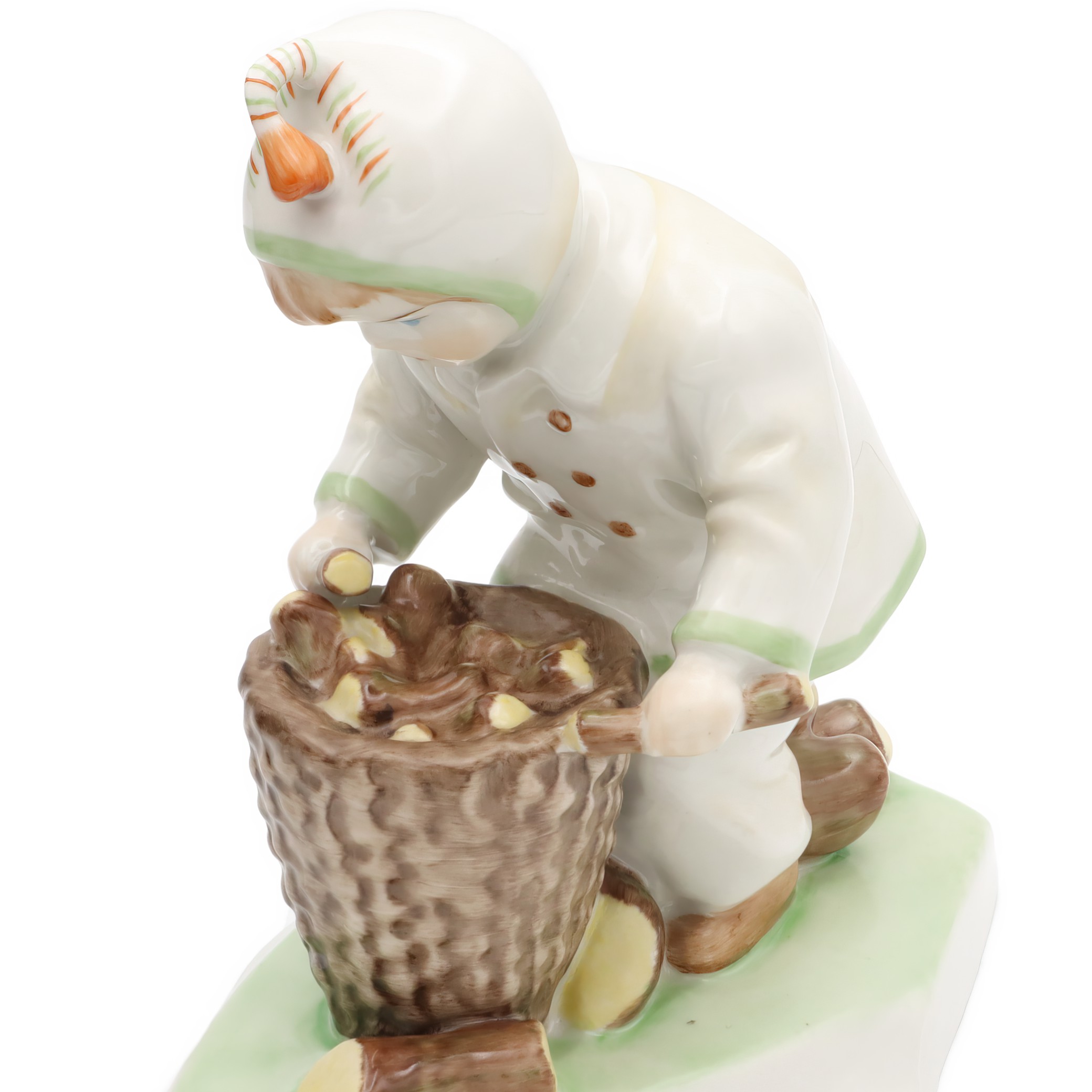 Vintage Little Boy Gathering Wood Figurine, Zsolnay Porcelain, Rare Handpainted Collectible, Hungarian Art Decor, Unique Gift Idea