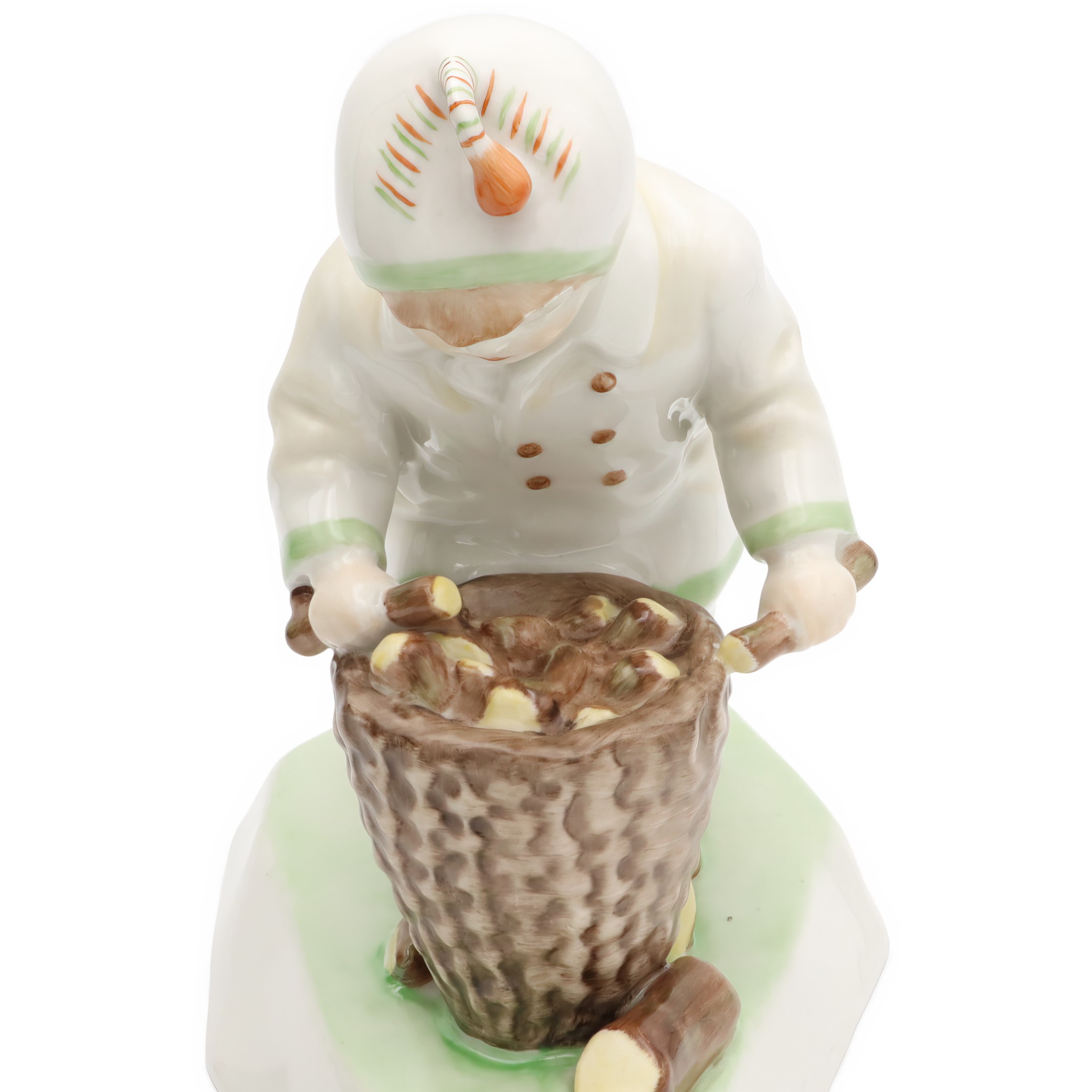 Vintage Little Boy Gathering Wood Figurine, Zsolnay Porcelain, Rare Handpainted Collectible, Hungarian Art Decor, Unique Gift Idea
