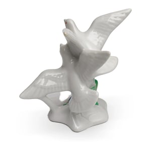 Doves Figurine Porcelain Hand Painted Bird, Art Deco Statues