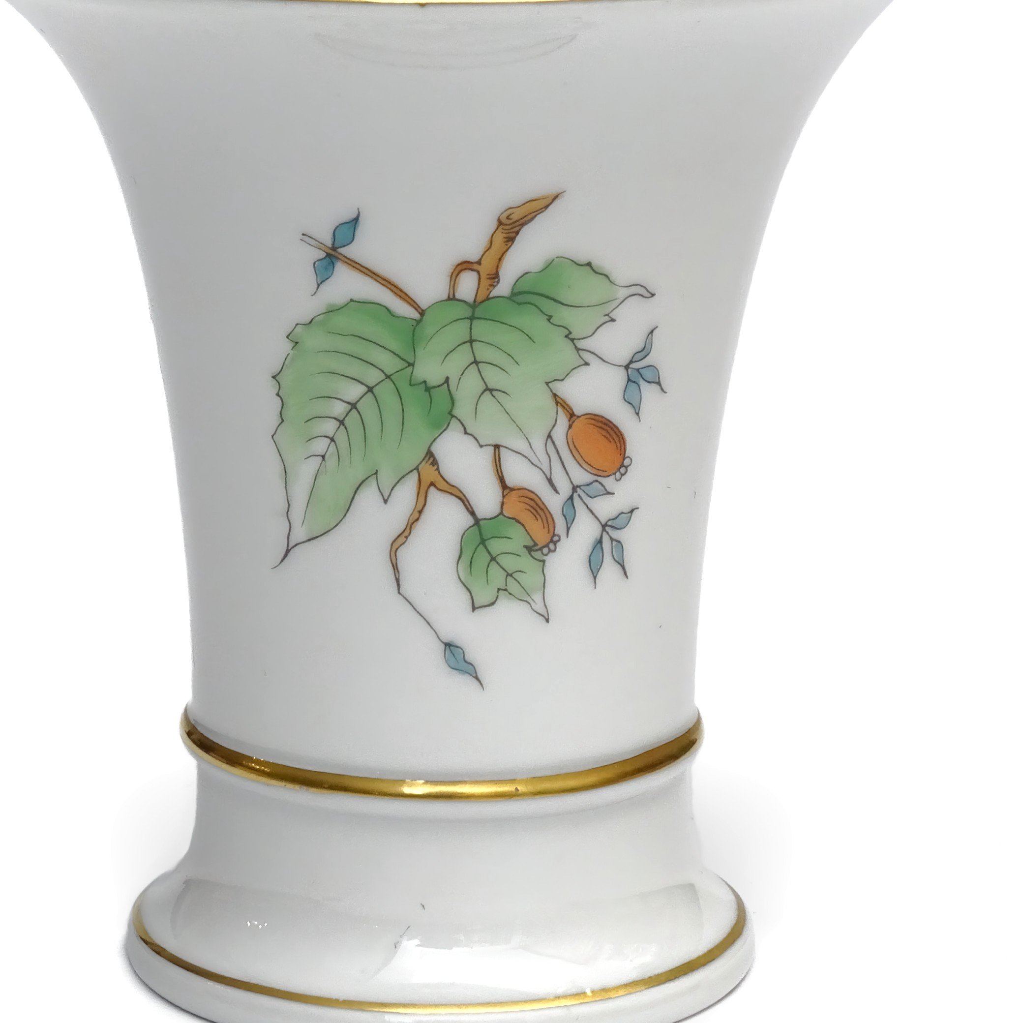 Herend Vintage Vase Rose Hips Pattern, Urn Hand-Painted Porcelain Collectible, Masterpiece Decor Display