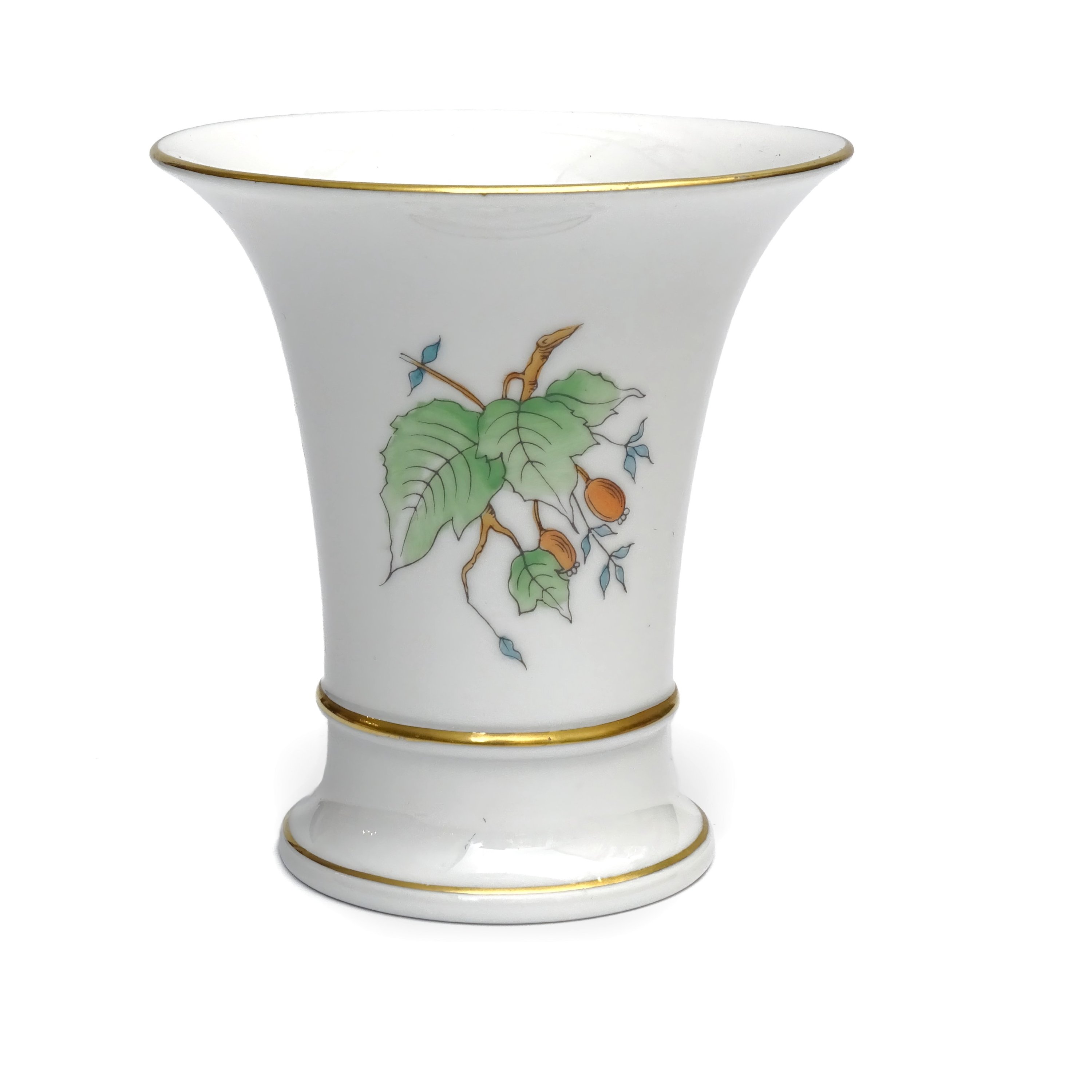 Herend Vintage Vase Rose Hips Pattern, Urn Hand-Painted Porcelain Collectible, Masterpiece Decor Display