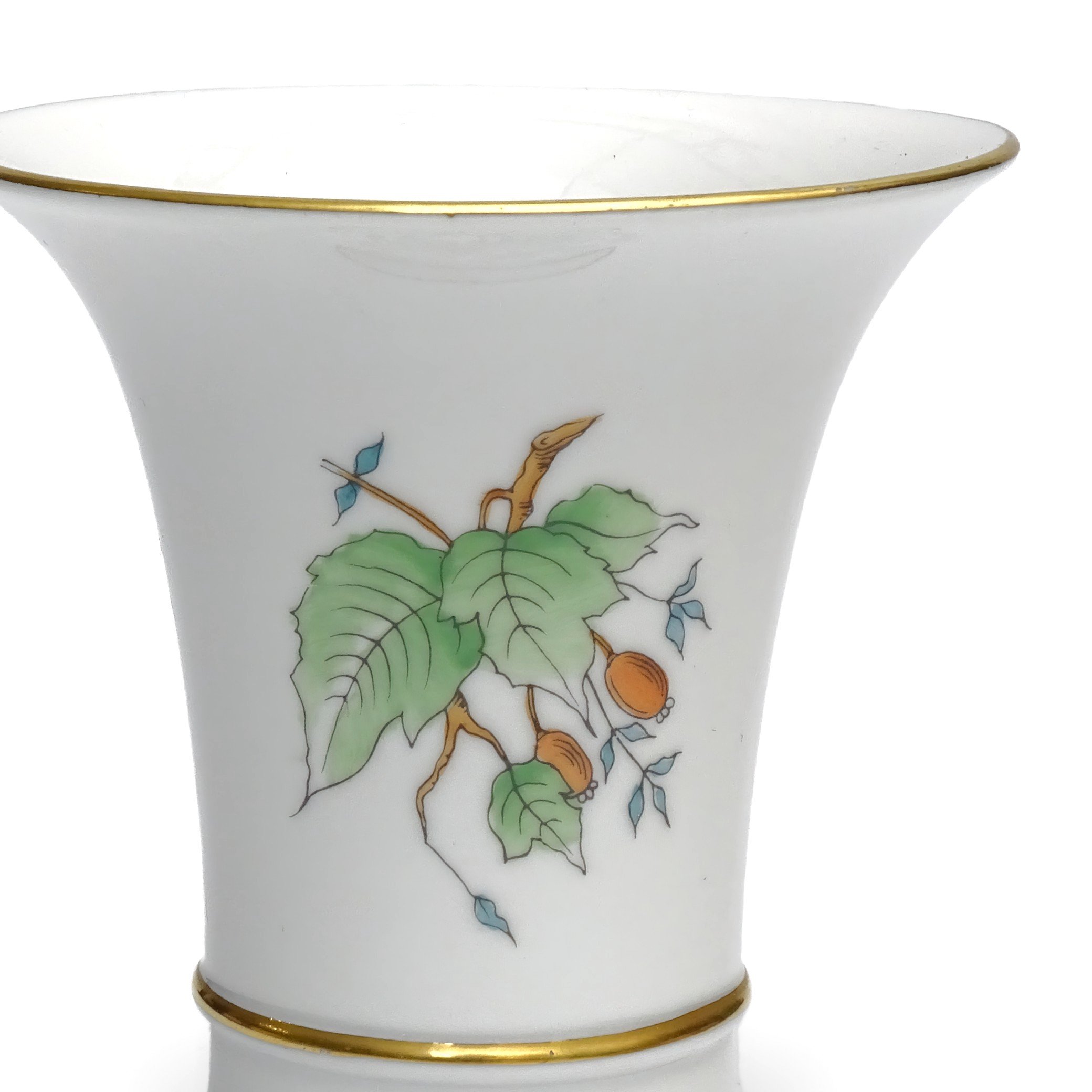 Herend Vintage Vase Rose Hips Pattern, Urn Hand-Painted Porcelain Collectible, Masterpiece Decor Display