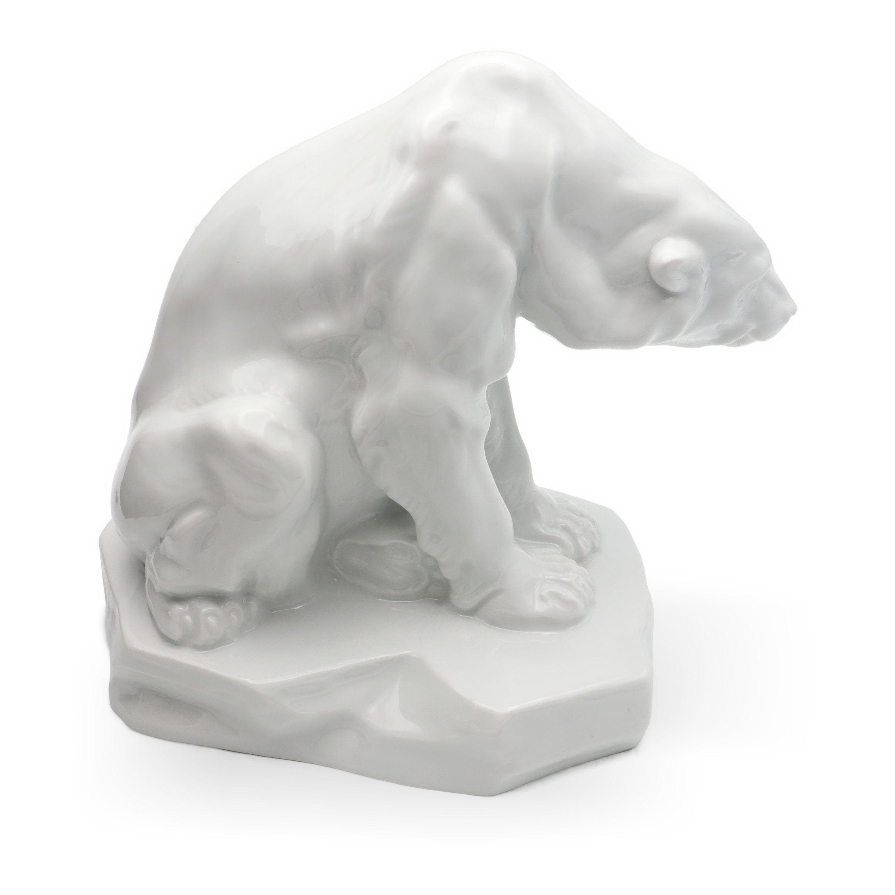 Herend Polar Bear, Antique Animal Figurine Polar Bear Sculpture, Markup Bela 1927, Hungarian Porcelain Hand Painted, Vintage Ceramic Collectible