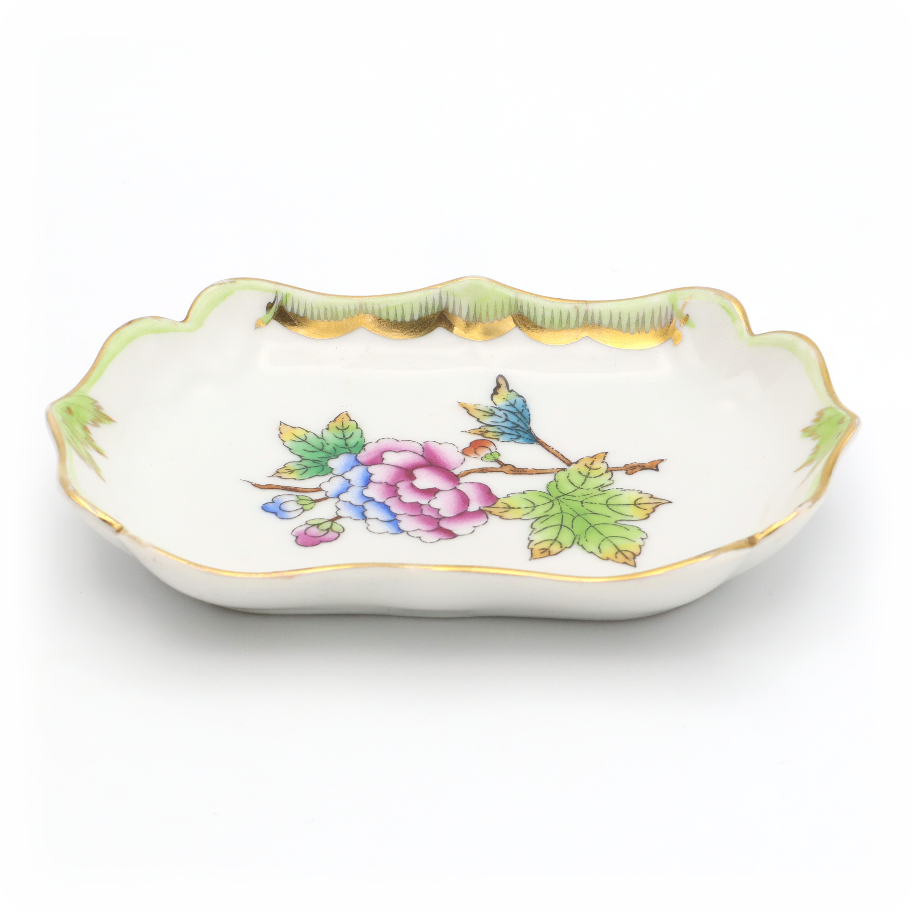 Herend Queen Victoria Trinket Tray Hand Painted Porcelain Jewelry Dish Vintage Thumbnail for Herend Queen Victoria Trinket Tray, Jewelry Dish, Pin Tray, Vintage Porcelain Treasure Dish Hand Painted