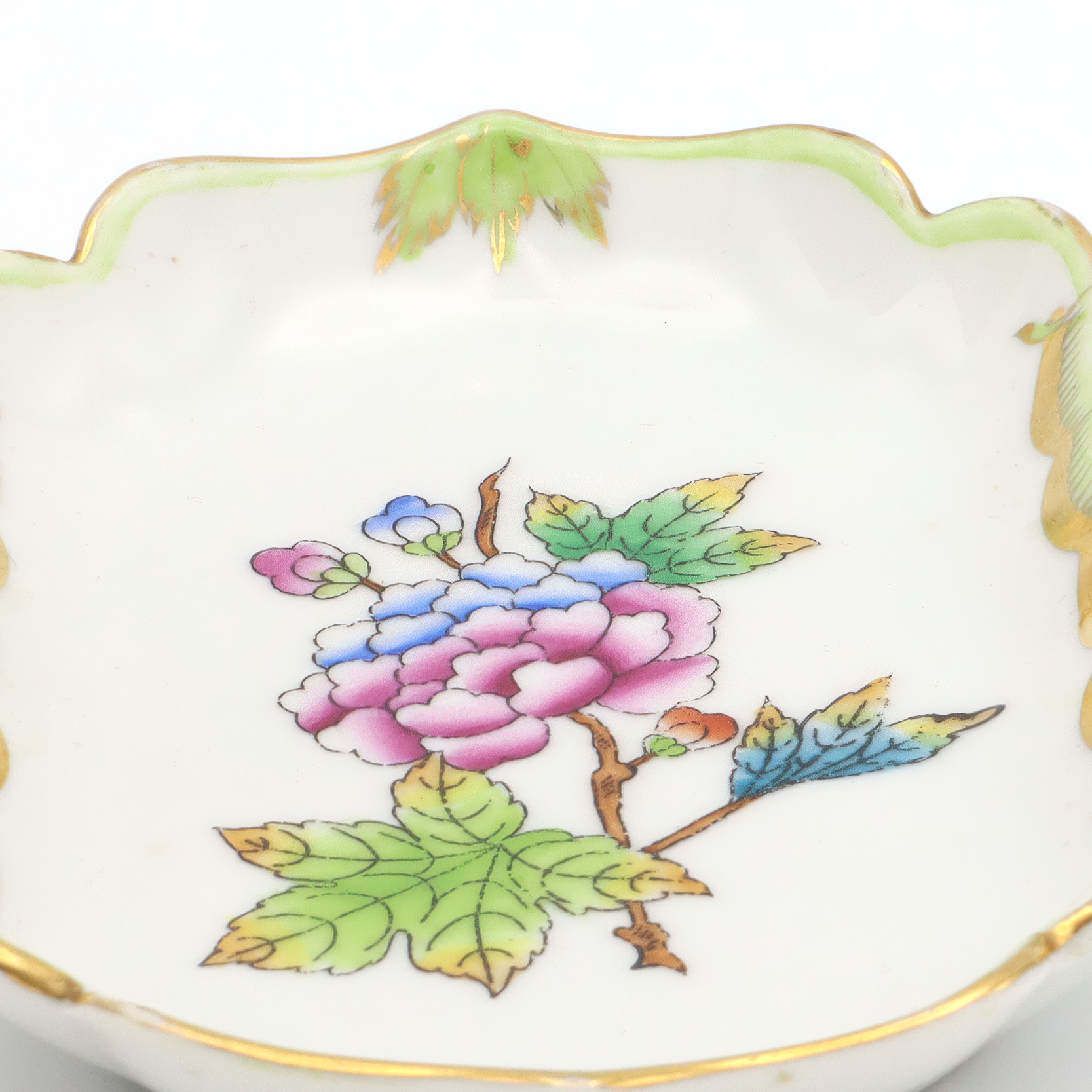 Herend Queen Victoria Trinket Tray, Jewelry Dish, Pin Tray, Vintage Porcelain Treasure Dish Hand Painted