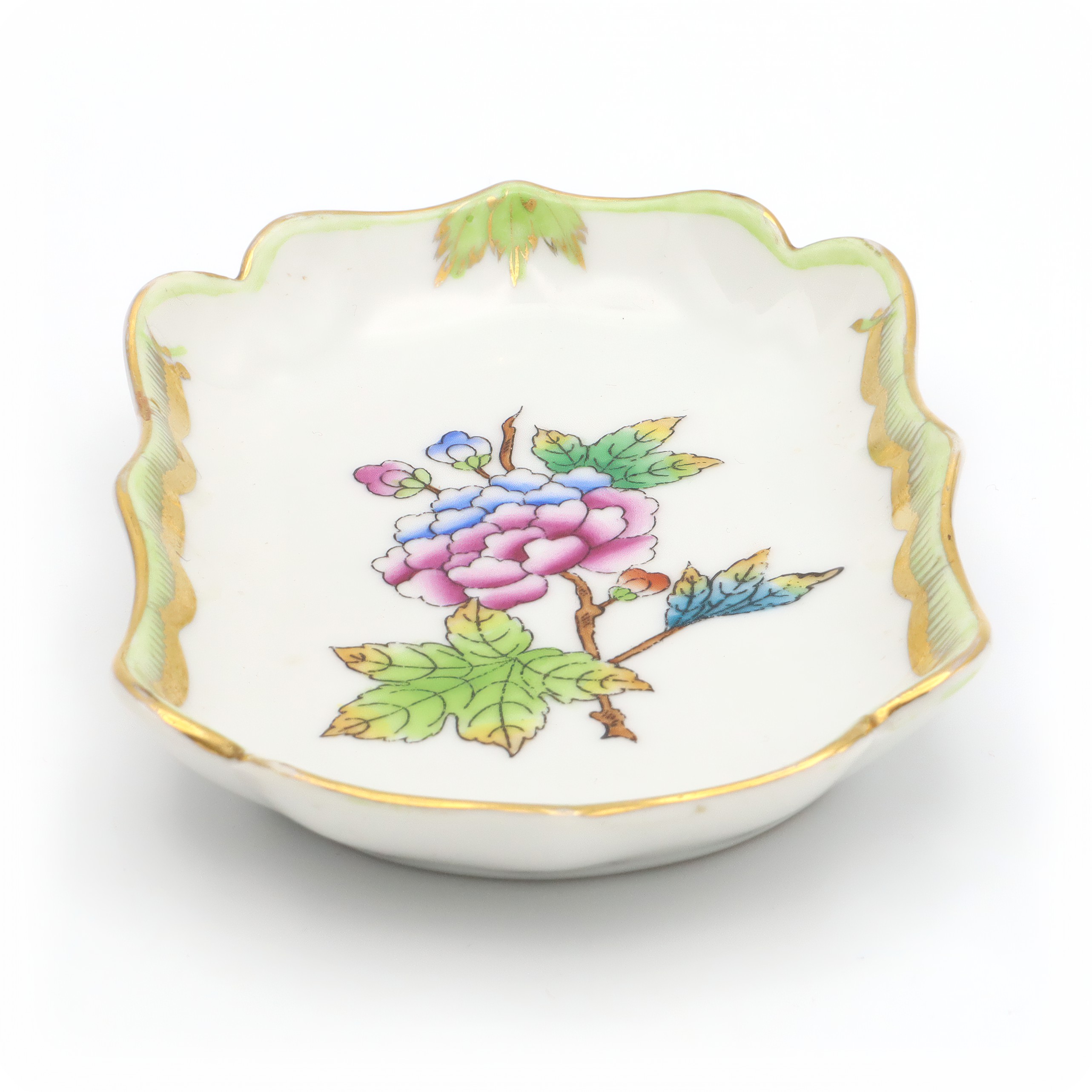Herend Queen Victoria Trinket Tray, Jewelry Dish, Pin Tray, Vintage Porcelain Treasure Dish Hand Painted