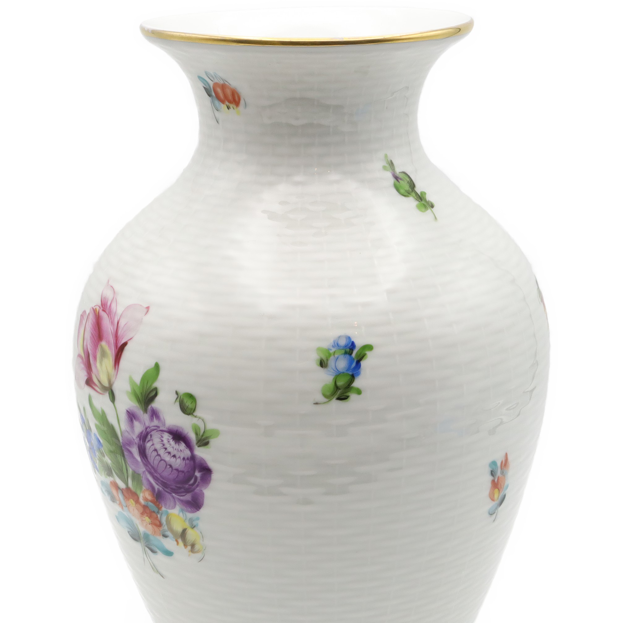 Herend Vase Detailed View Large Hand Painted Porcelain Floral Vessel Hungarian Vintage Decor Thumbnail for Herend Vase, Large Porcelain Floral Vase, Decorative Hand Painted Vase, Flower Vessel, Hungarian Vintage Room Decor