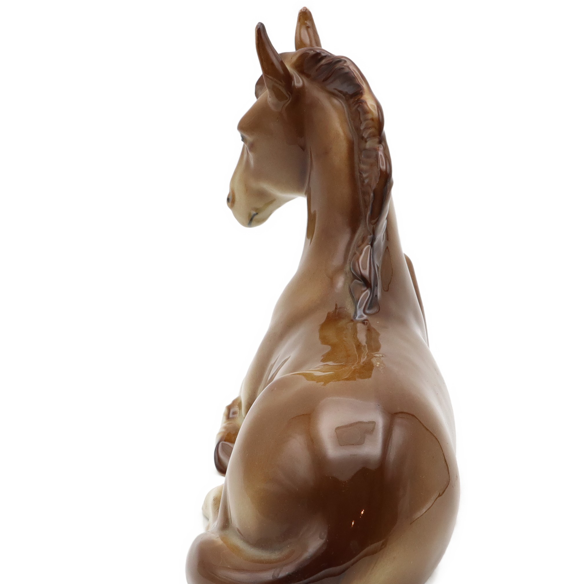 Horse Figurine, Bohemia Porcelain, Vintage Collectible Art Deco Statue, Stallion Sculpture Hand Painted, Ceramic