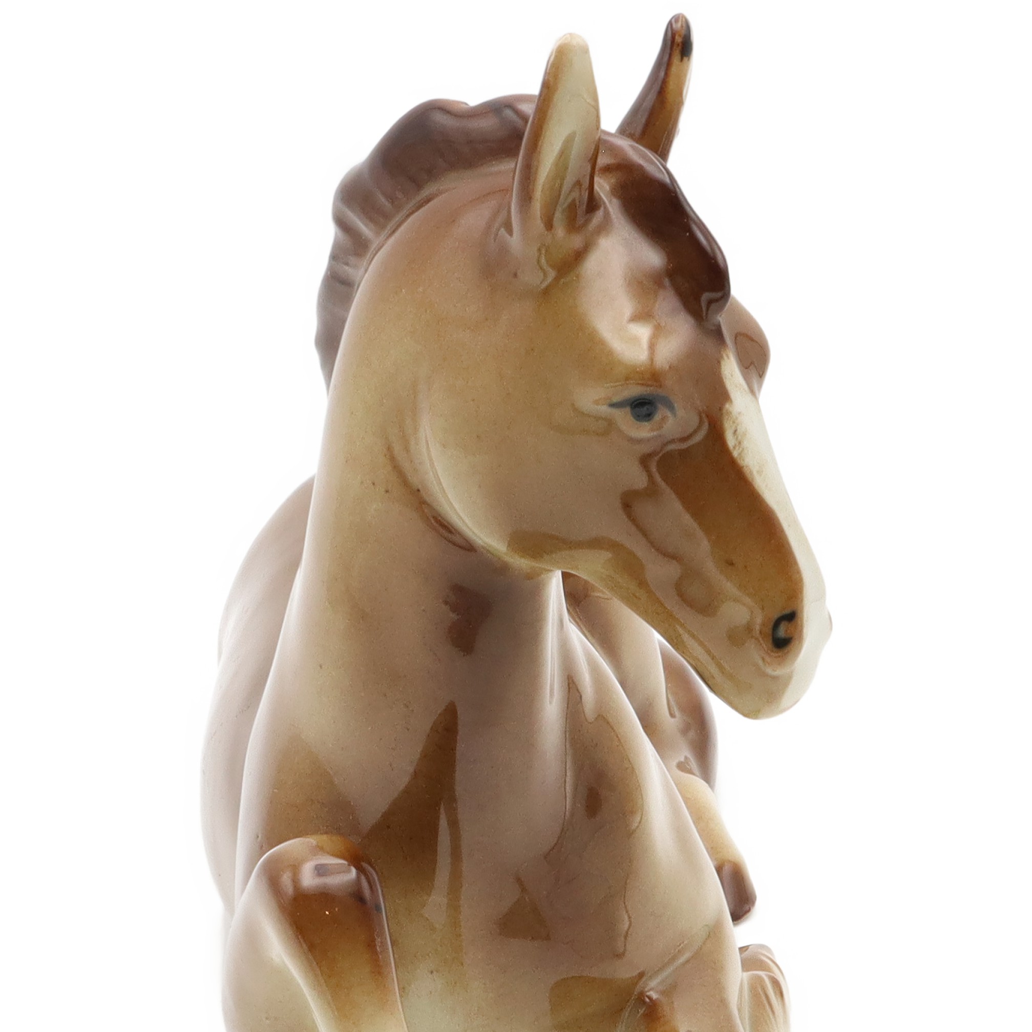 Horse Figurine, Bohemia Porcelain, Vintage Collectible Art Deco Statue, Stallion Sculpture Hand Painted, Ceramic