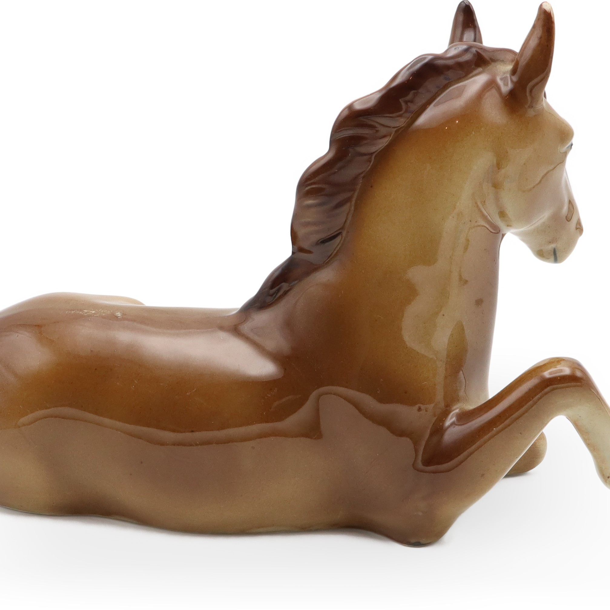 Horse Figurine, Bohemia Porcelain, Vintage Collectible Art Deco Statue, Stallion Sculpture Hand Painted, Ceramic