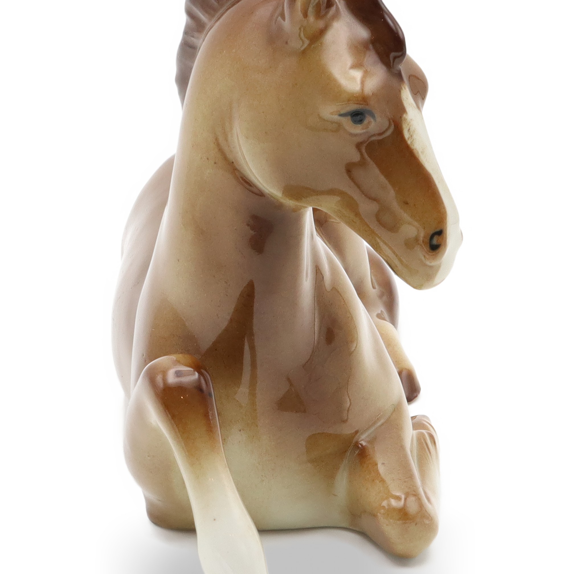 Horse Figurine, Bohemia Porcelain, Vintage Collectible Art Deco Statue, Stallion Sculpture Hand Painted, Ceramic