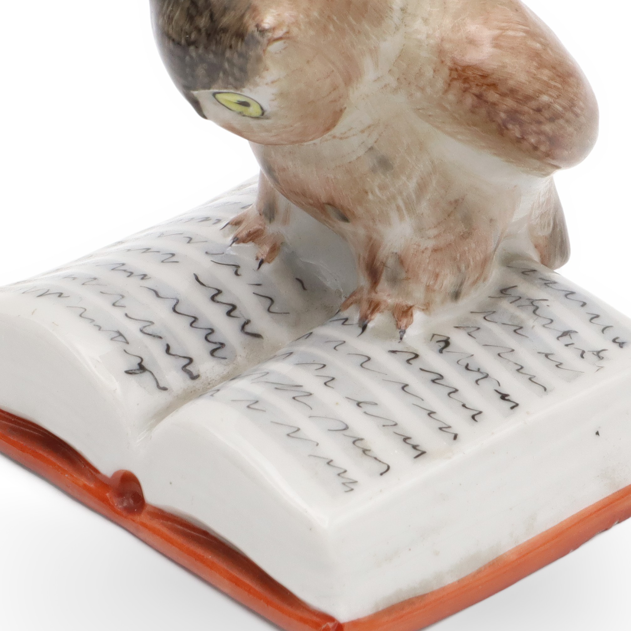 Owl Figurine, Porcelain Bird, Hand Painted Vintage Owl With Book Figure, Aquincum Mini Bird Art Sculpture, Ceramic Collectible