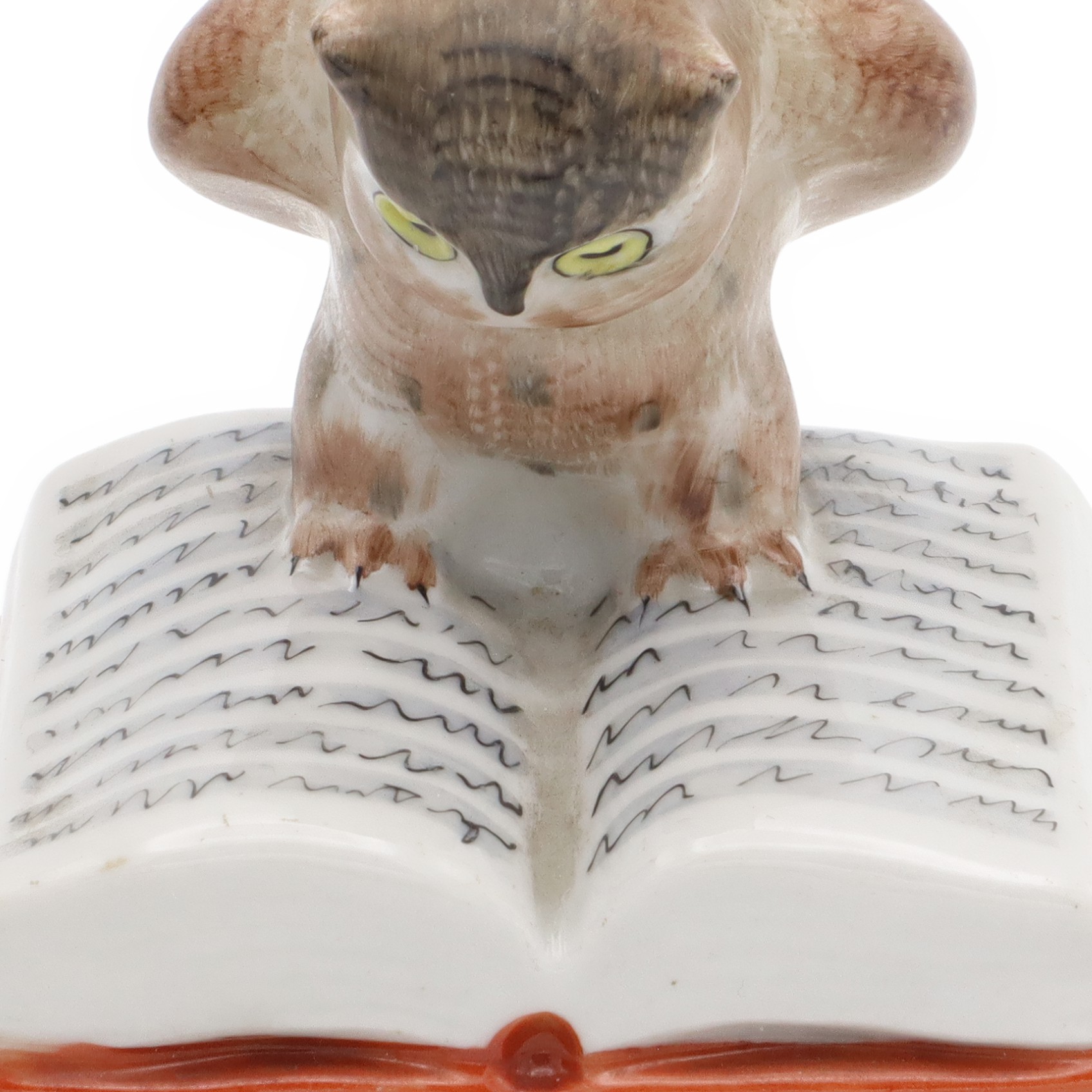 Owl Figurine, Porcelain Bird, Hand Painted Vintage Owl With Book Figure, Aquincum Mini Bird Art Sculpture, Ceramic Collectible