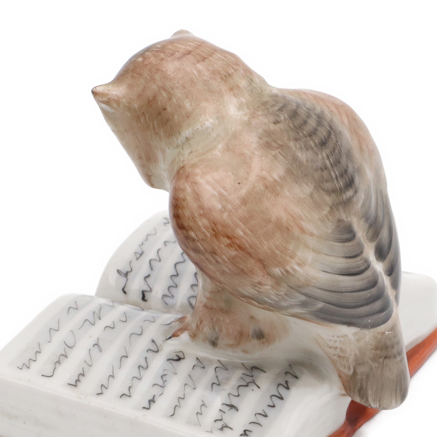 Owl Figurine, Porcelain Bird, Hand Painted Vintage Owl With Book Figure, Aquincum Mini Bird Art Sculpture, Ceramic Collectible