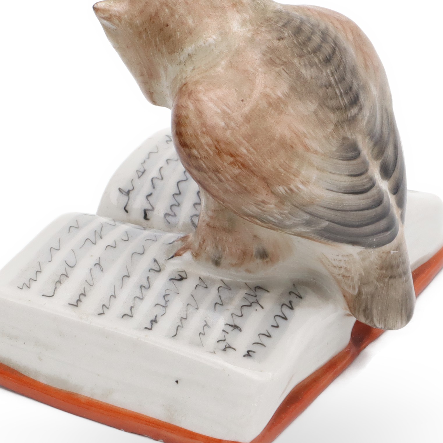 Owl Figurine, Porcelain Bird, Hand Painted Vintage Owl With Book Figure, Aquincum Mini Bird Art Sculpture, Ceramic Collectible