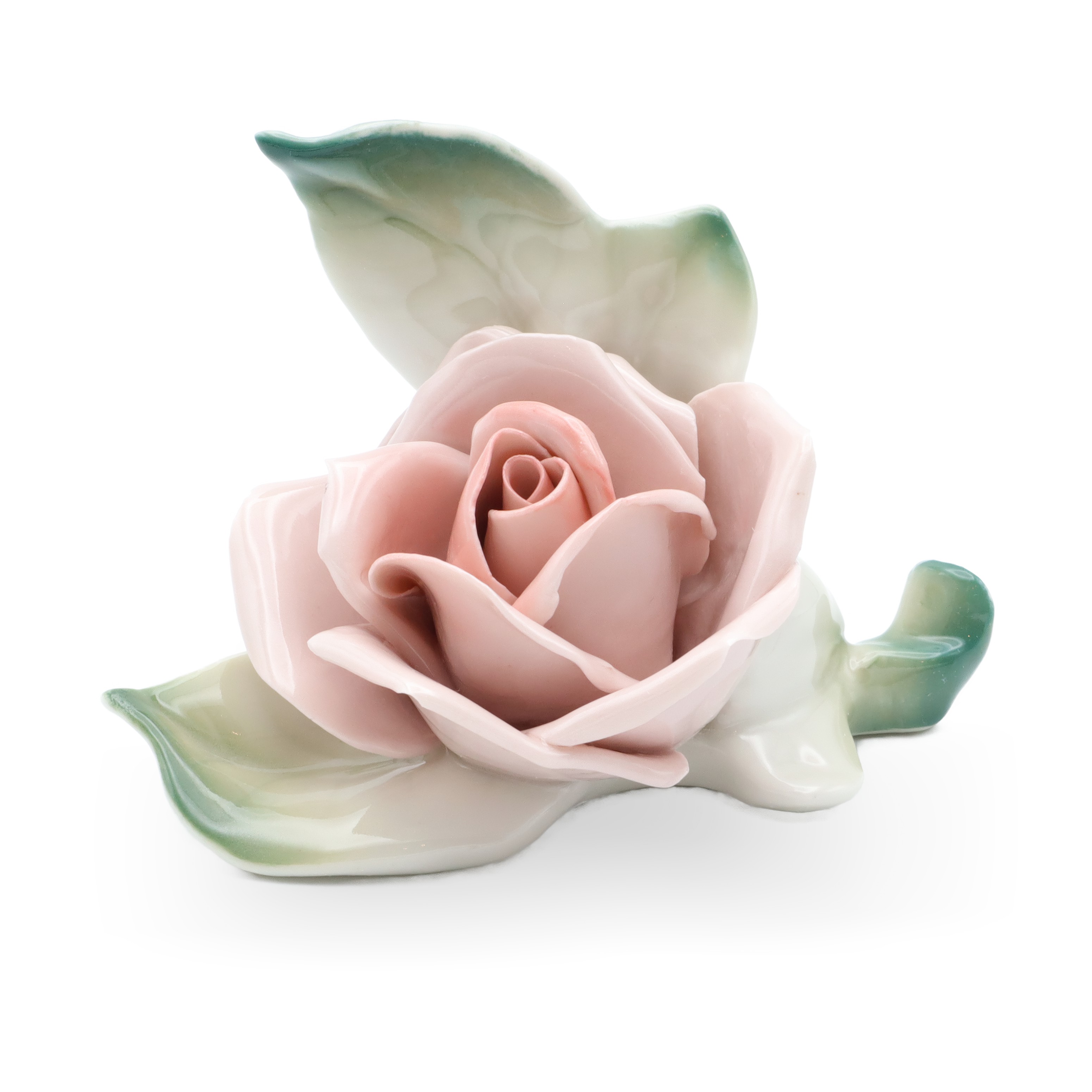 Porcelain Rose Bavaria Vintage Hand Painted Ceramic Flower Centerpiece Porcelain Rose Bavaria rose flower vintage ceramic hand painted centerpiece with delicate pink petals and green leaves