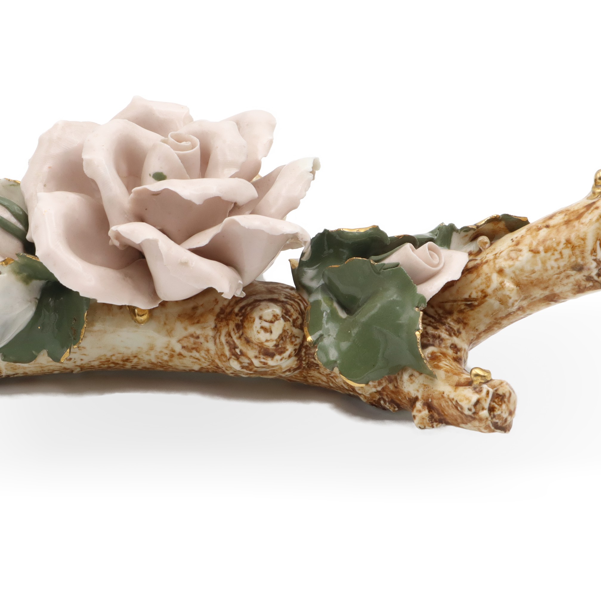 Porcelain Rose, Bavaria Rose Flower, Vintage Centerpiece, Ceramic Rose, Flower On A Branch Hand Painted