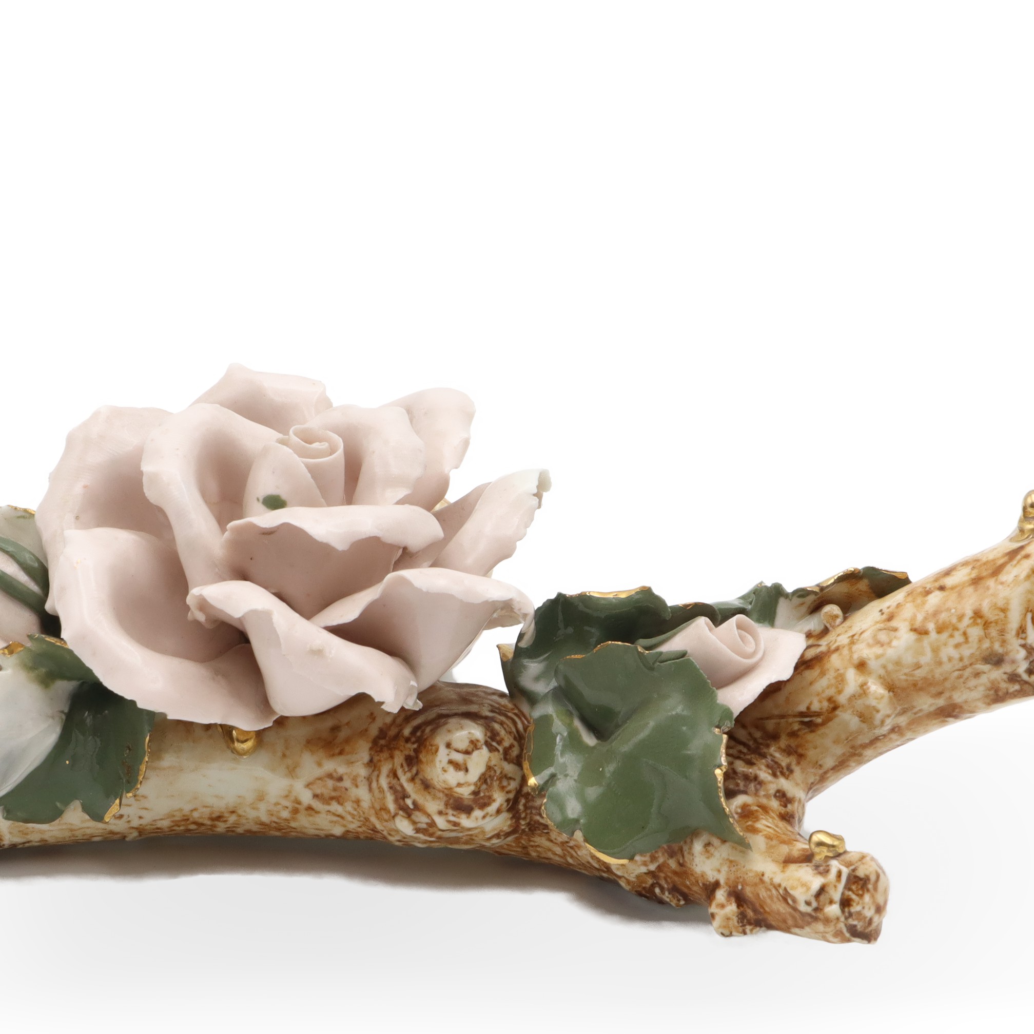 Porcelain Rose, Bavaria Rose Flower, Vintage Centerpiece, Ceramic Rose, Flower On A Branch Hand Painted