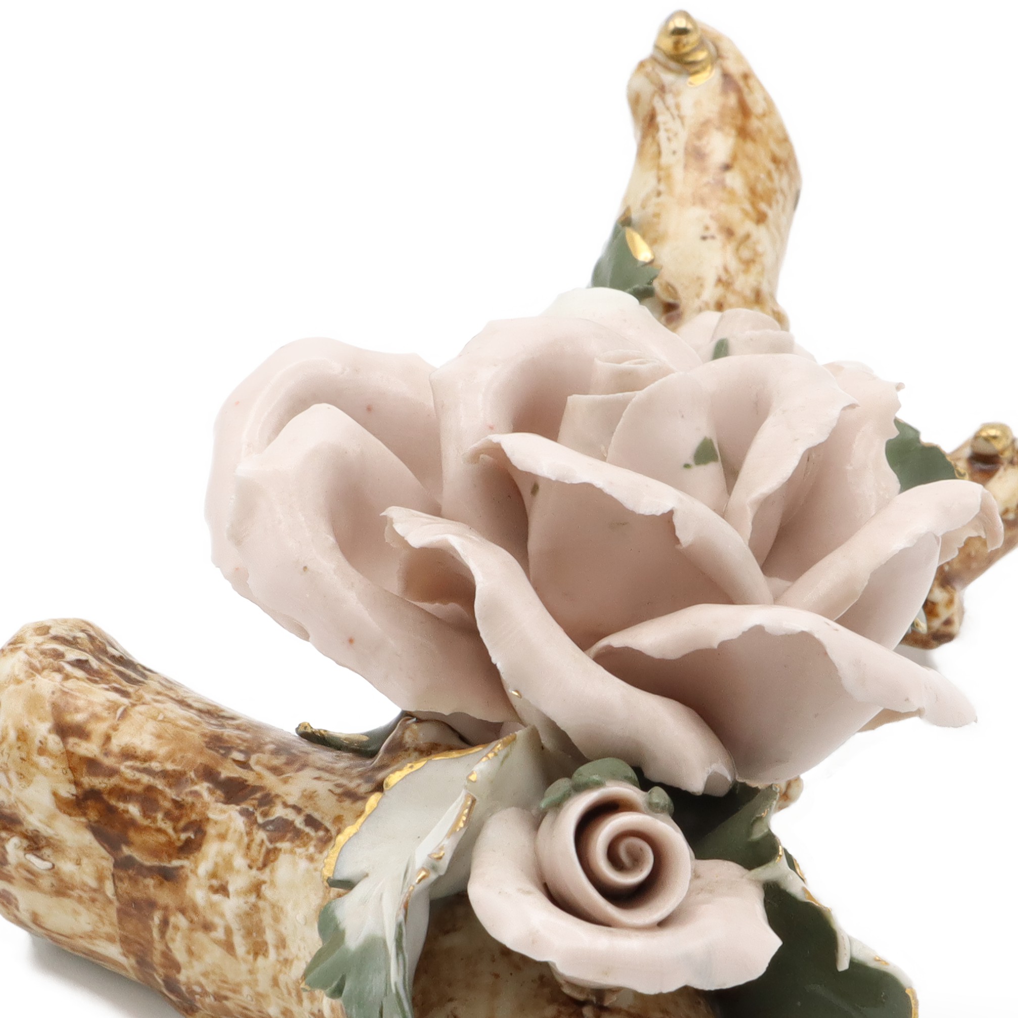 Porcelain Rose, Bavaria Rose Flower, Vintage Centerpiece, Ceramic Rose, Flower On A Branch Hand Painted