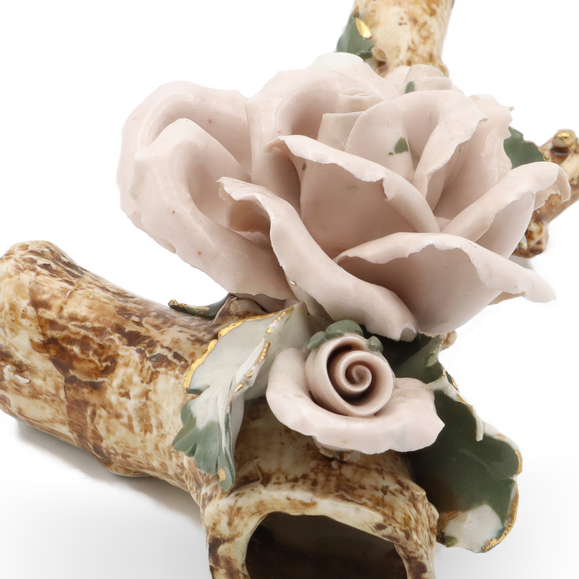 Porcelain Rose, Bavaria Rose Flower, Vintage Centerpiece, Ceramic Rose, Flower On A Branch Hand Painted
