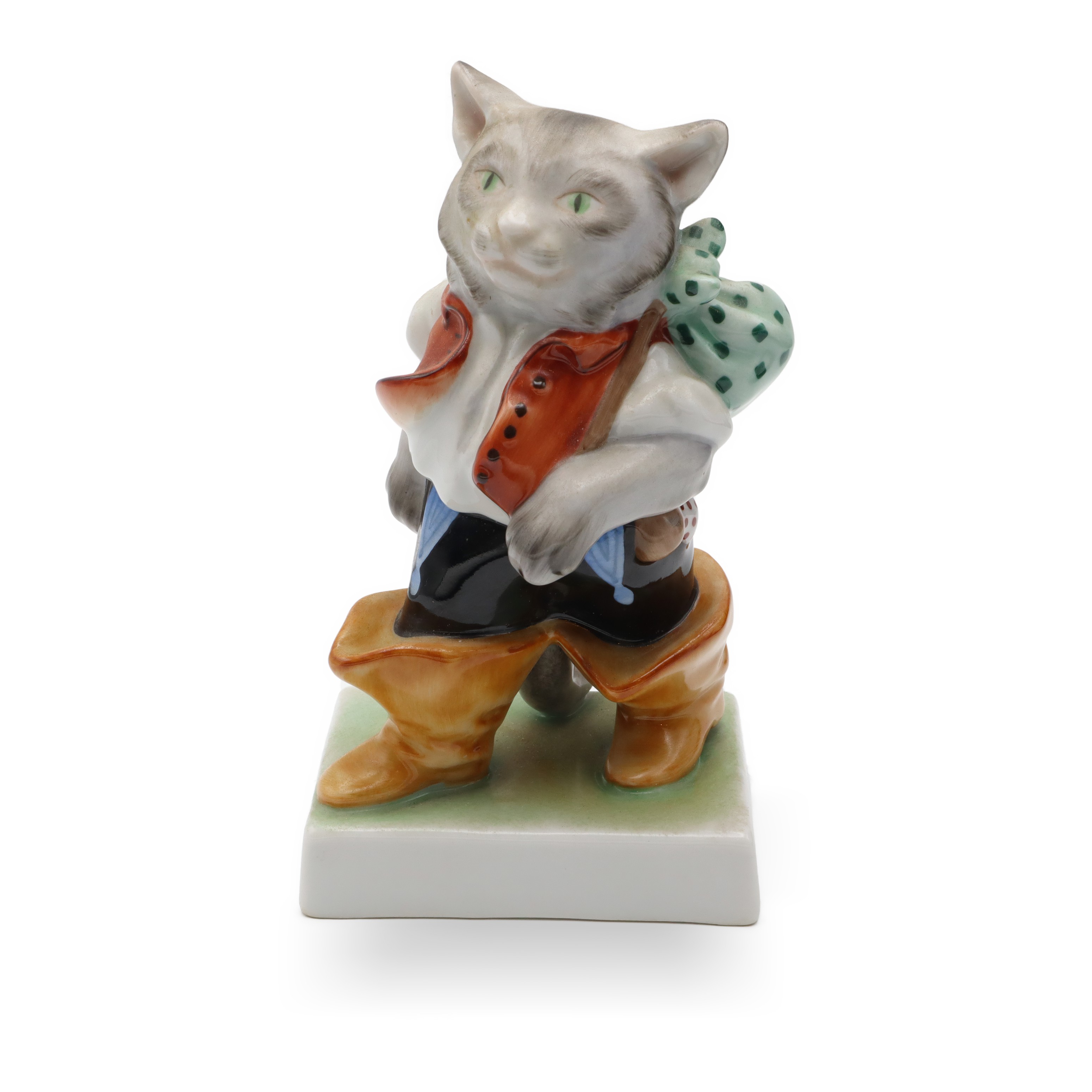 Puss In Boots Herend Porcelain Figurine Hand Painted Vintage Cat Sculpture Collectible Puss In Boots Herend porcelain figurine, hand painted vintage cat sculpture, collectible ceramic cat statue