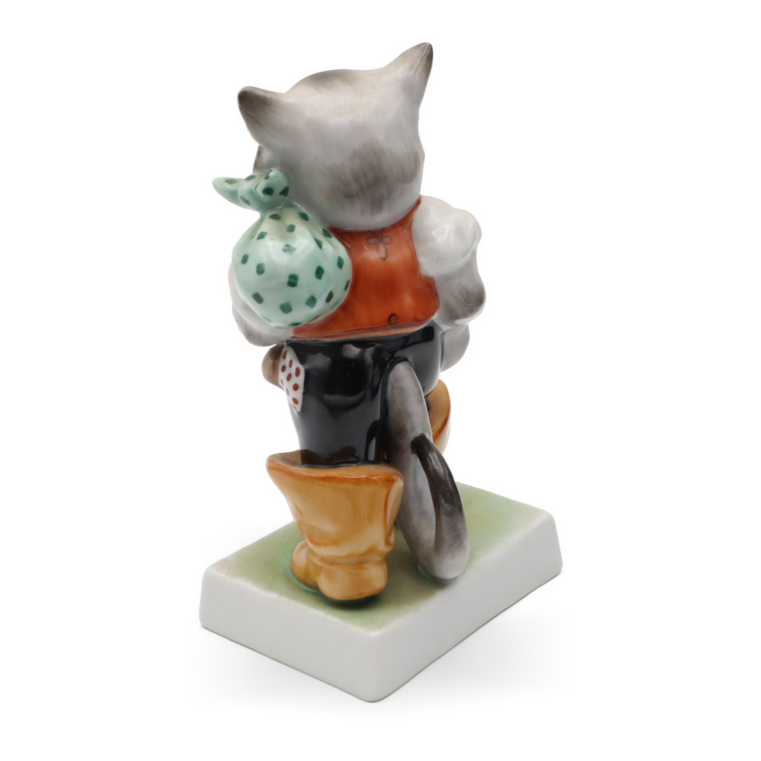 Puss In Boots Herend Porcelain Figurine Detailed Back View Thumbnail for Puss In Boots Herend Porcelain Figurine, Cat Sculpture, Cat Collectible, Vintage Herend Cat Statue Hand Painted, Ceramic