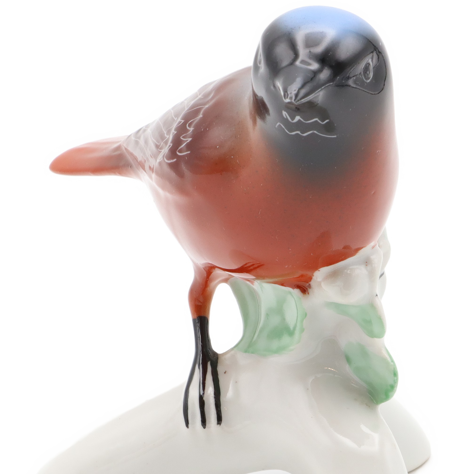 Red Bird Porcelain Figurine, Bird Art, Bohemia Porcelain, Rare Vintage Collectible Hand Painted, Ceramic Sculpture