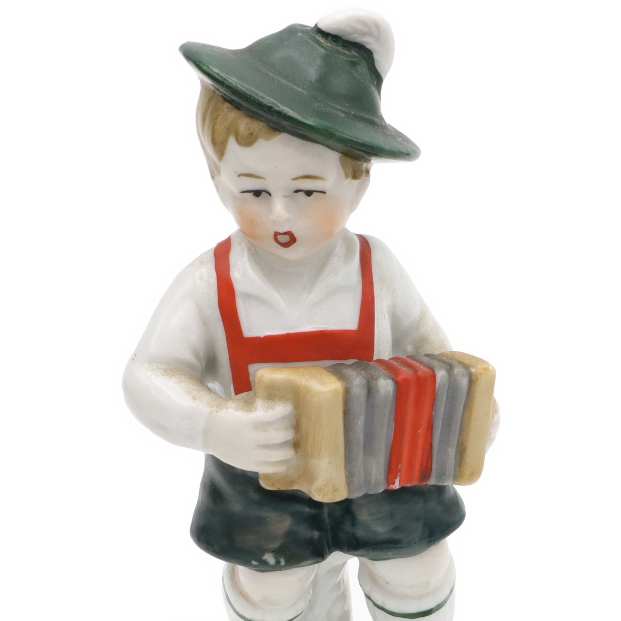 Vintage Boy Playing Accordion, Hand Painted Bavaria Porcelain, Ceramic Collectible Figurine