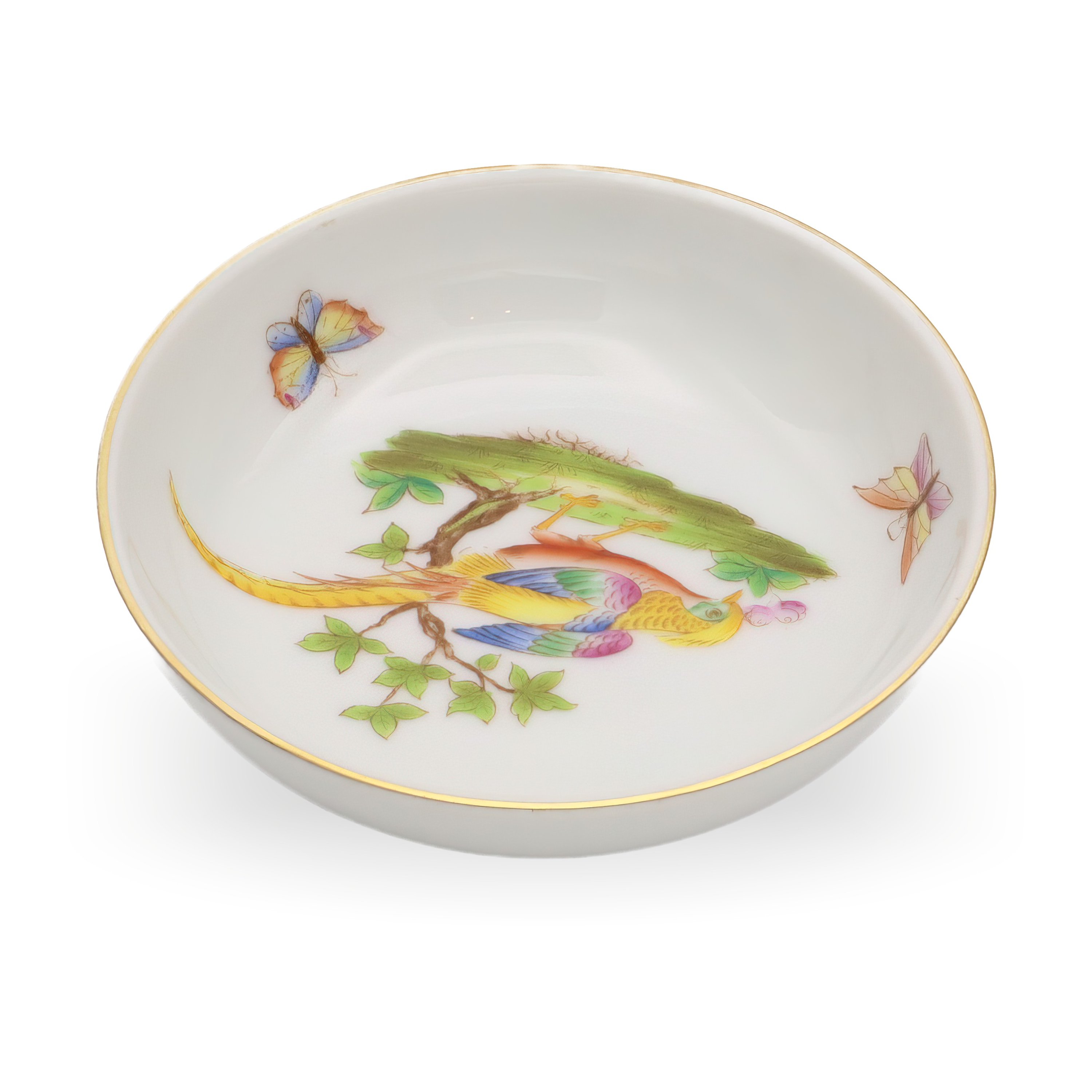Antique Herend Trinket Tray, Jewelry Bowl, Hand Painted Porcelain Mini Tray, Vintage Collectible Dish