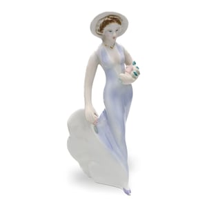 Art Deco Porcelain Woman With Flowers - Vintage 1920s Elegant Figurine Statue For Home Decor