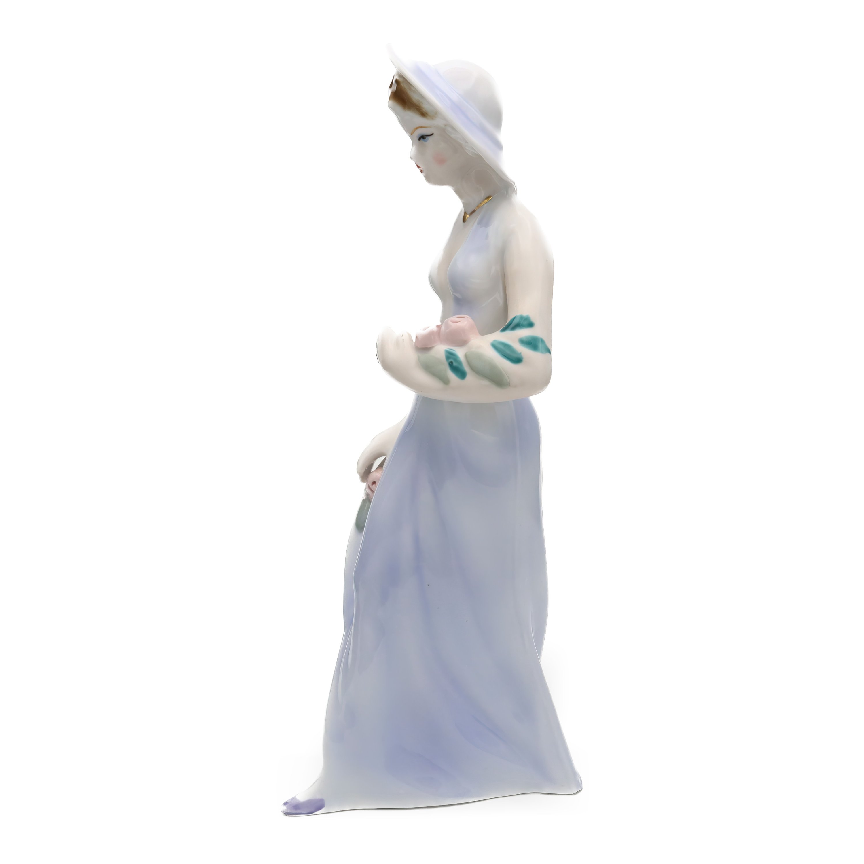 Art Deco Porcelain Woman With Flowers - Vintage 1920s Elegant Figurine Statue For Home Decor