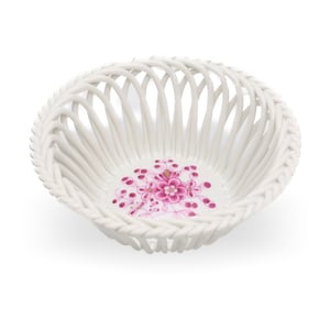 Herend Openwork Basket, Hand Painted Cache Pot, Small Porcelain Planter, Vintage Hungarian Ceramic Jardiniere