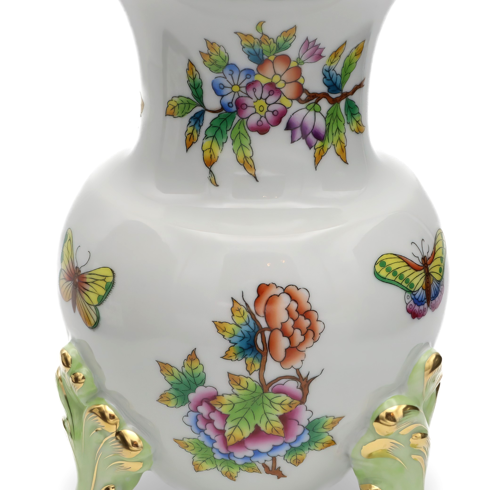 Herend Victoria Footed Vase Detailed View – Hand-Painted Antique Floral Porcelain Centerpiece Thumbnail for Herend Victoria Footed Vase, Antique Hand-painted Floral Porcelain Centerpiece, Hungarian Vintage Home Decor.