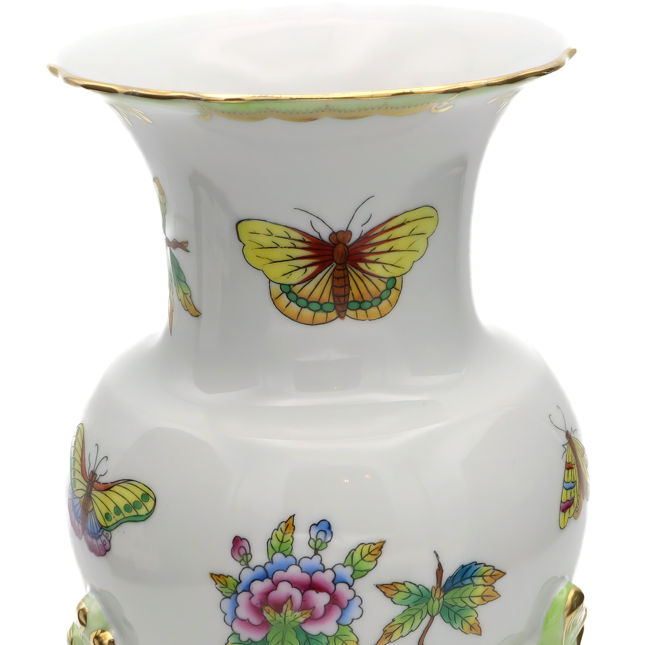 Herend Victoria Footed Vase Detailed View Antique Hand-Painted Floral Porcelain Centerpiece Thumbnail for Herend Victoria Footed Vase, Antique Hand-painted Floral Porcelain Centerpiece, Hungarian Vintage Home Decor.