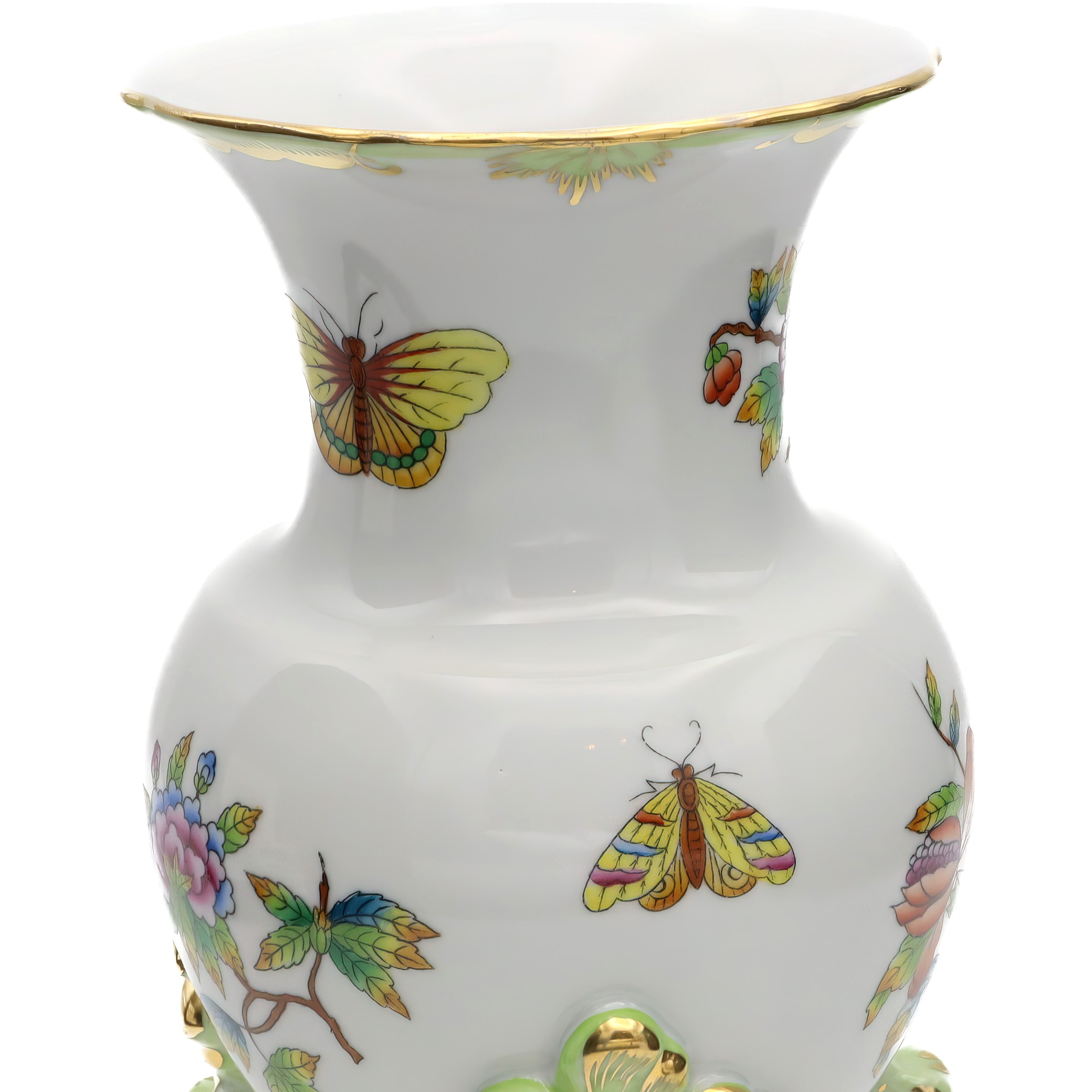 Herend Victoria Footed Vase Detailed View Thumbnail for Herend Victoria Footed Vase, Antique Hand-painted Floral Porcelain Centerpiece, Hungarian Vintage Home Decor.