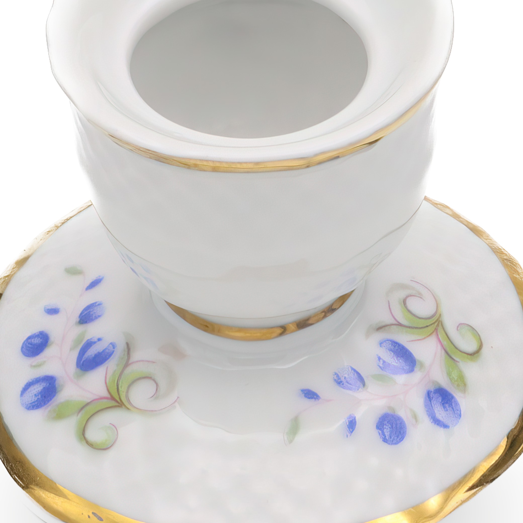 Hollohaza Candle Holder Handcrafted Porcelain Art Deco Style Detailed View Thumbnail for Hollohaza Candle Holder, Handcrafted Porcelain Art Deco Style, Set Of Three, Vintage Porcelain Decor