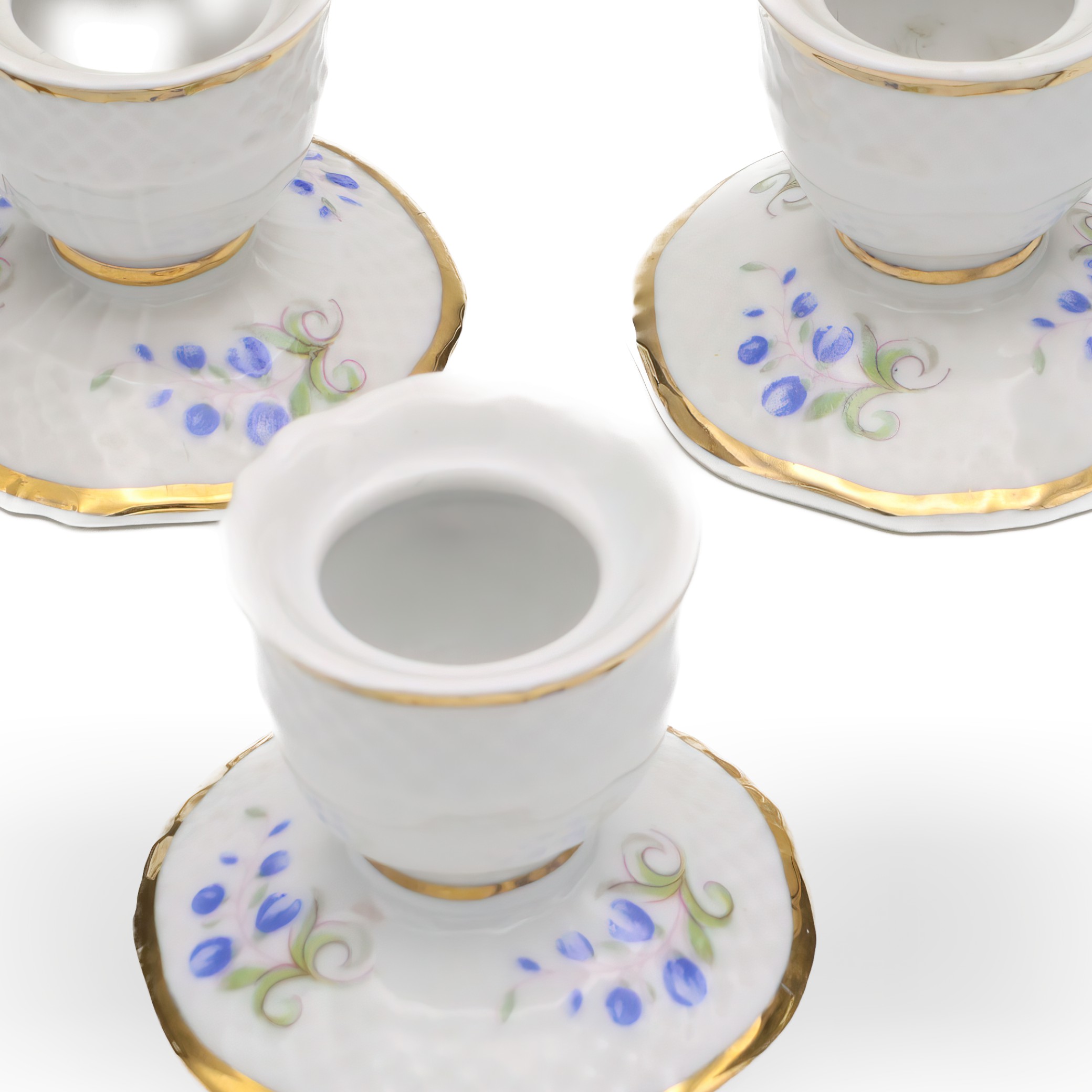 Detailed View Hollohaza Candle Holder Set of Three Handcrafted Porcelain Art Deco Vintage Decor Thumbnail for Hollohaza Candle Holder, Handcrafted Porcelain Art Deco Style, Set Of Three, Vintage Porcelain Decor