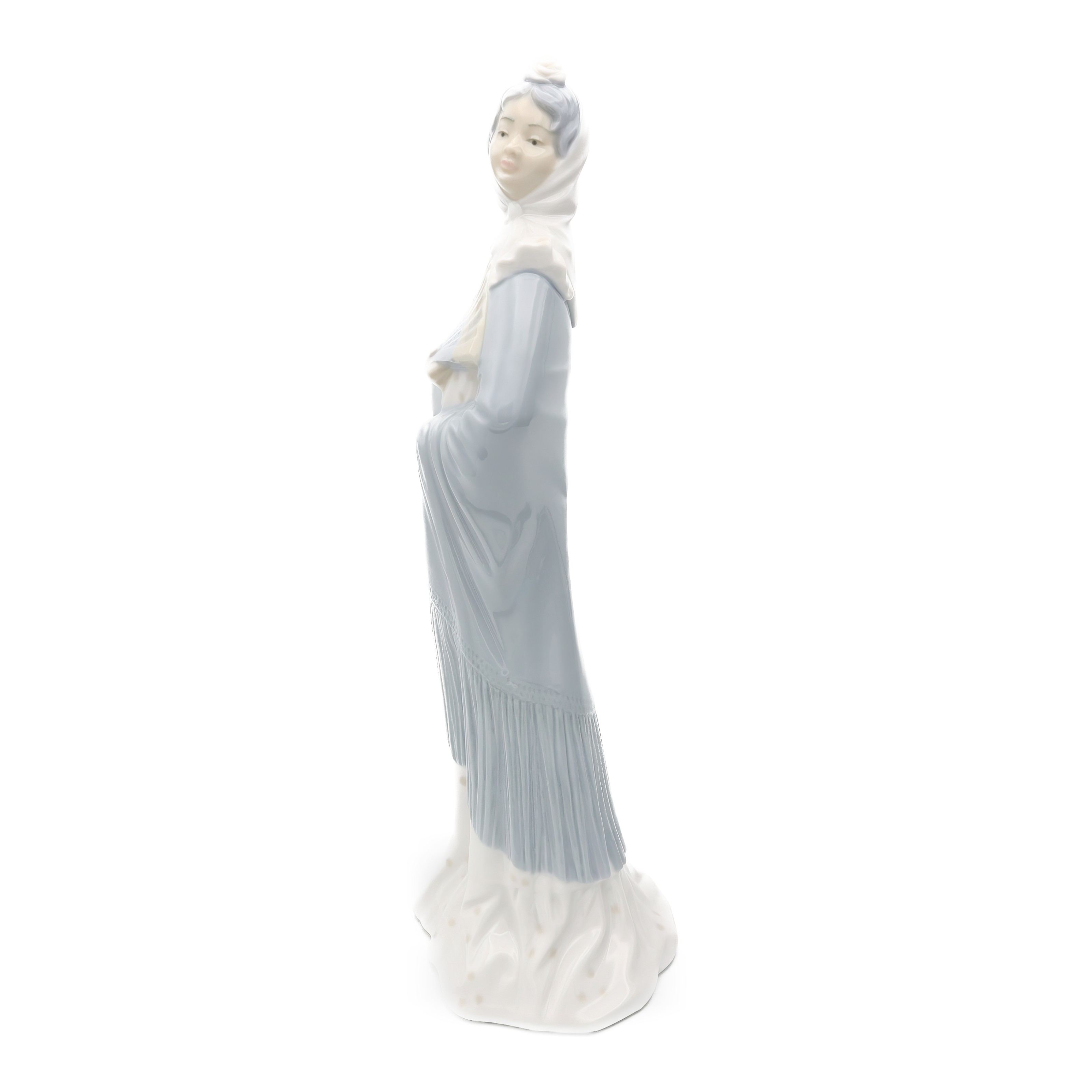 Lladro NAO Porcelain Woman Figurine in Blue Dress with Hand Fan, Traditional Madrilena, Rare Retired Collectible Thumbnail for Lladro Figurine, Vintage NAO Porcelain Woman Blue Dress With Hand Fan, Traditional Dress, Madrilena, Retired, Rare Collectible Sculpture