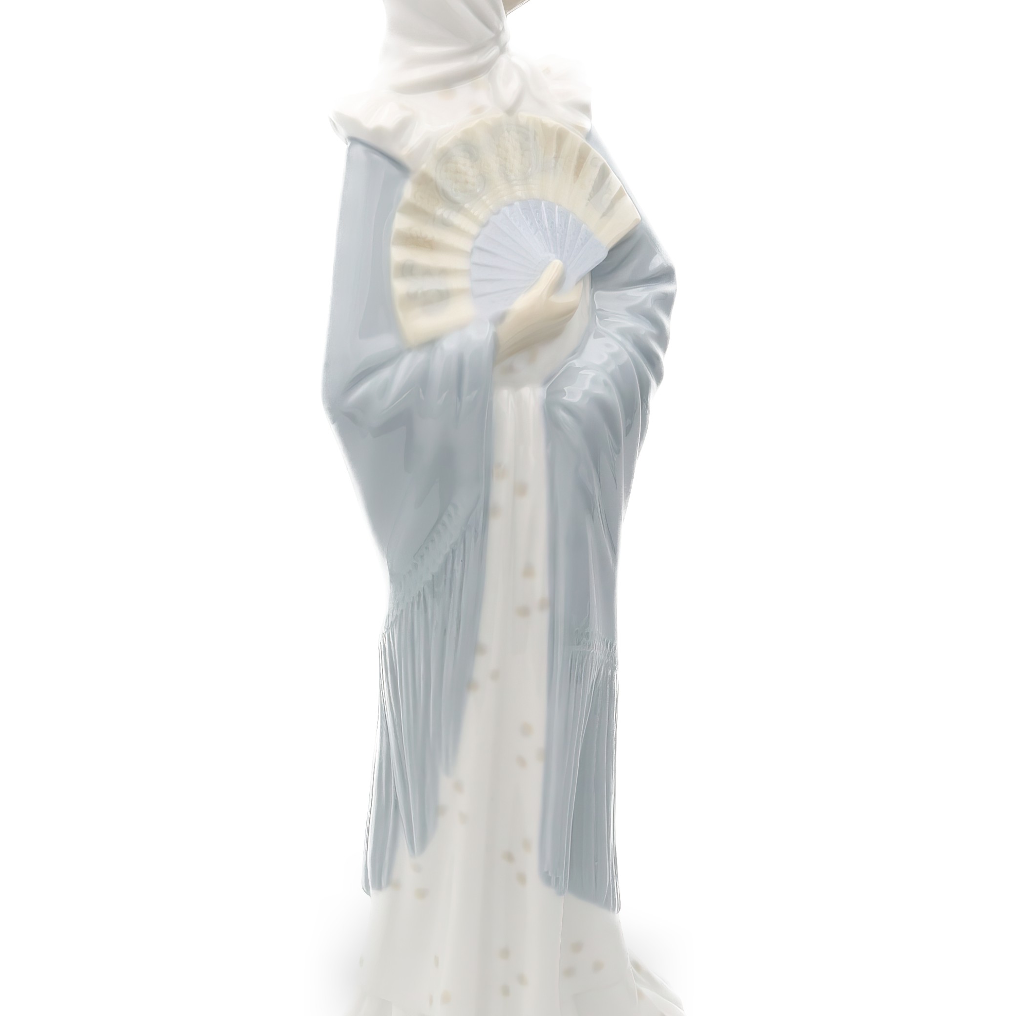 Lladro Figurine, Vintage NAO Porcelain Woman Blue Dress With Hand Fan, Traditional Dress, Madrilena, Retired, Rare Collectible Sculpture